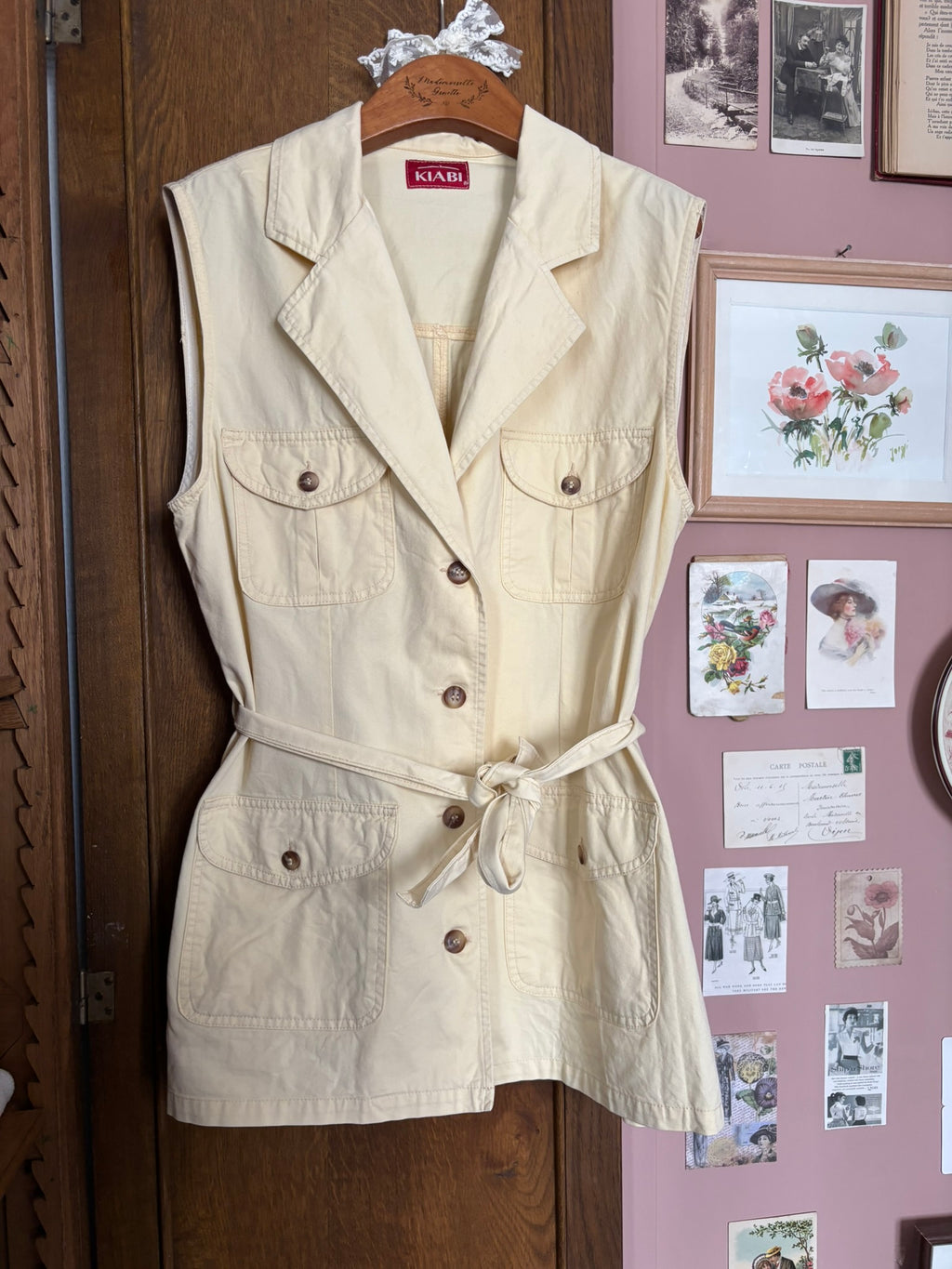 Gilet saharien vintage jaune vanille Kiabi – T. 38 - Années 90/2000