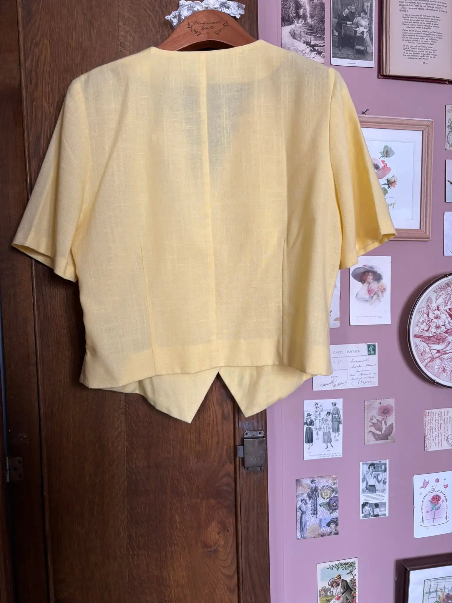 Veste vintage jaune pastel à boutons – T. 38/40 - Années 90