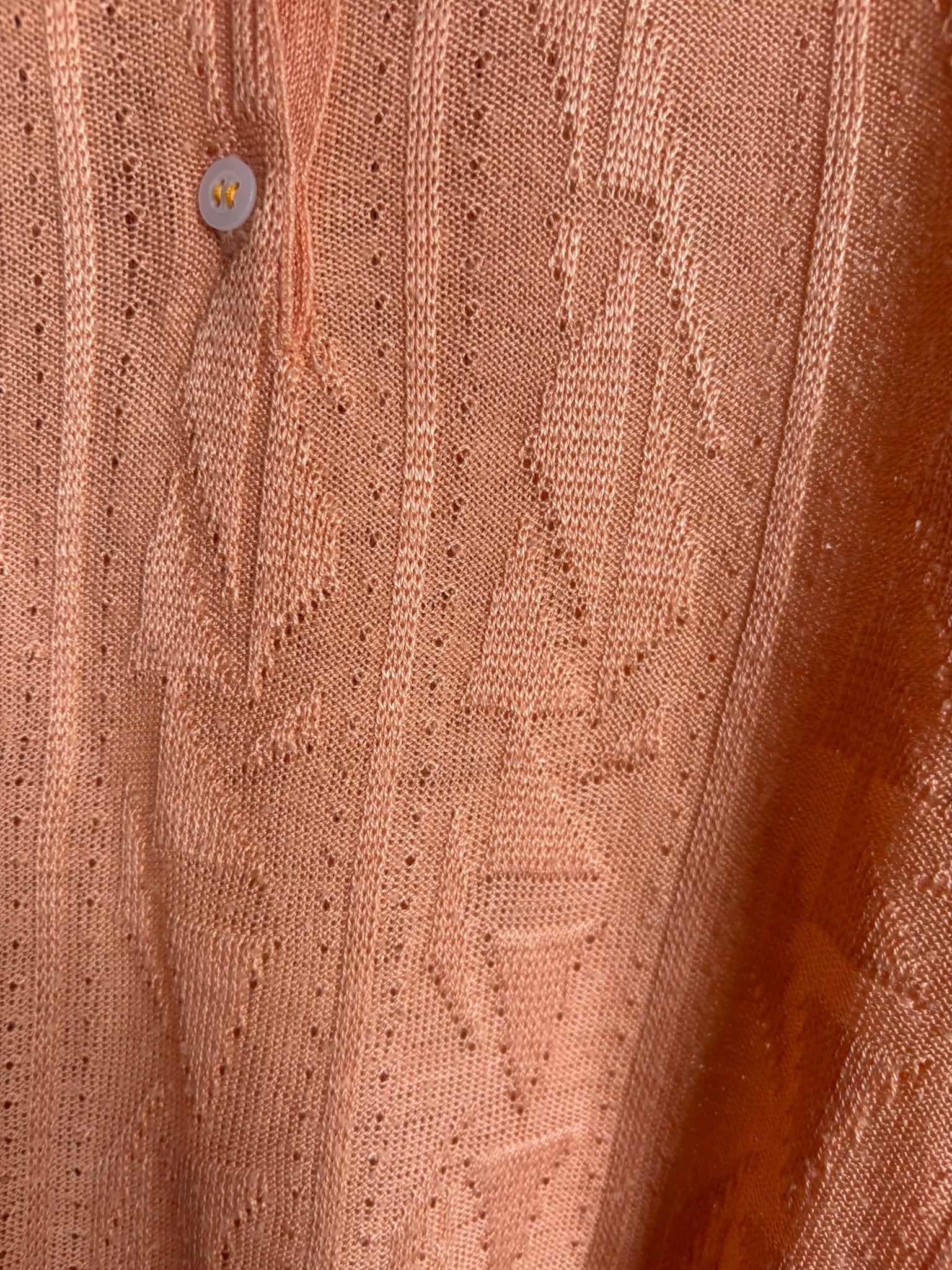 Vintage peach open knit polo shirt - Size 40/42 - 80s/90s