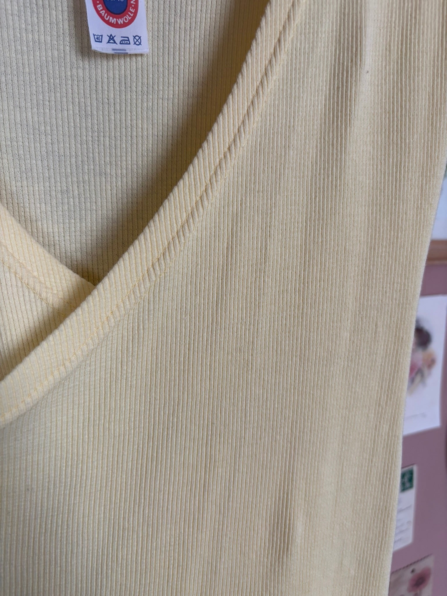 Robe midi jaune pastel en coton – De Waele - T.36/38 Années 80/90