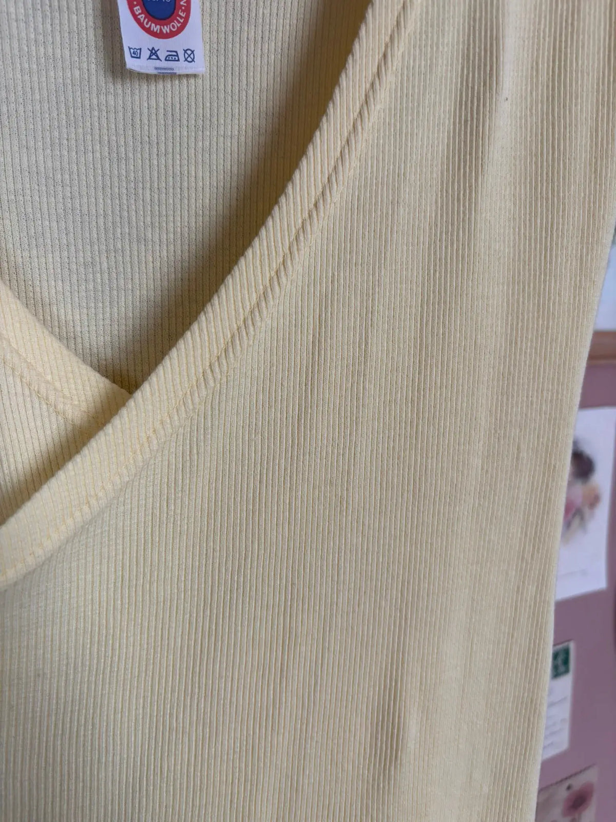 Robe midi jaune pastel en coton – De Waele - T.36/38 Années 80/90