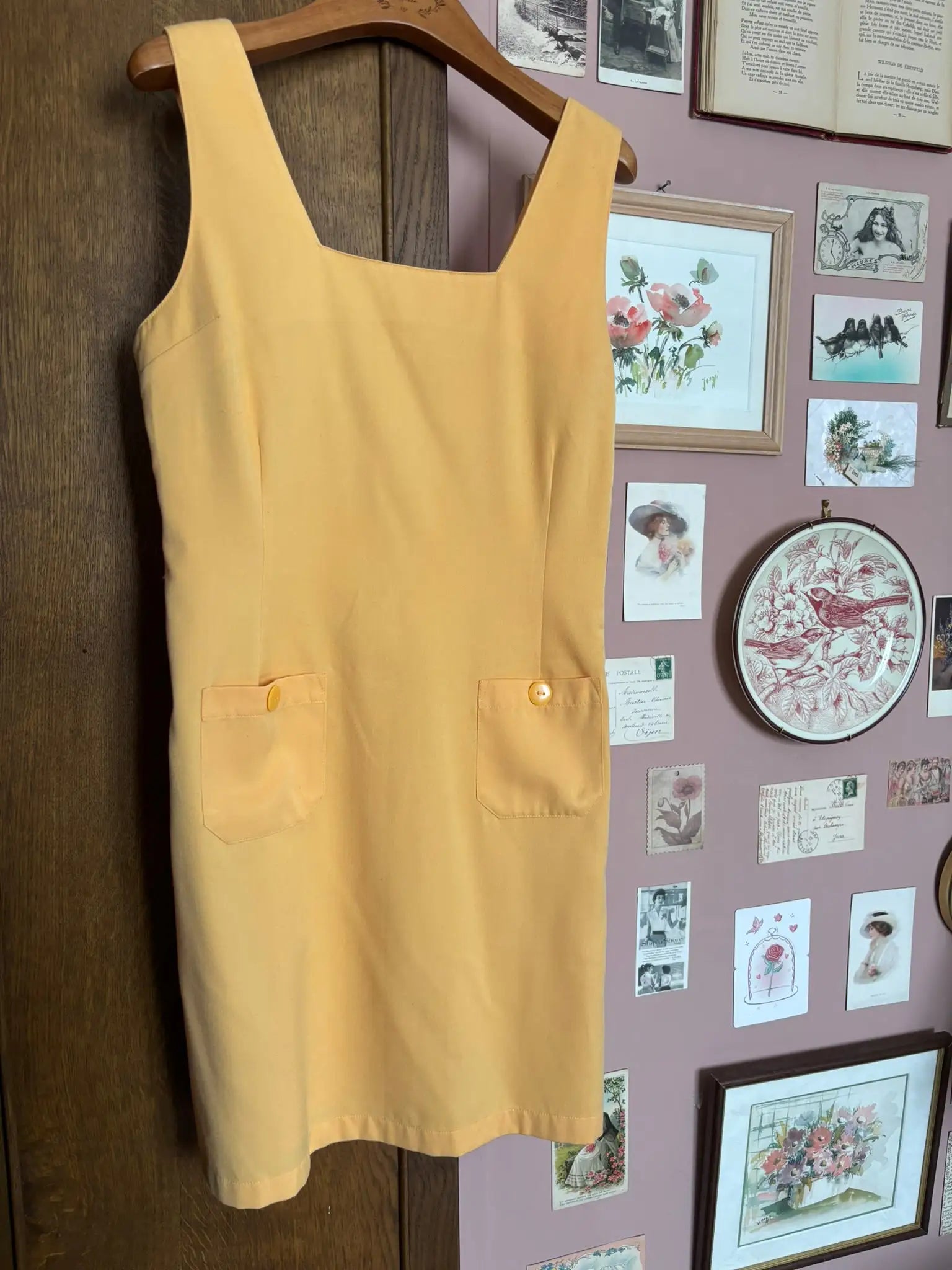 Robe chasuble jaune pastel – T.36 - Années 80/90
