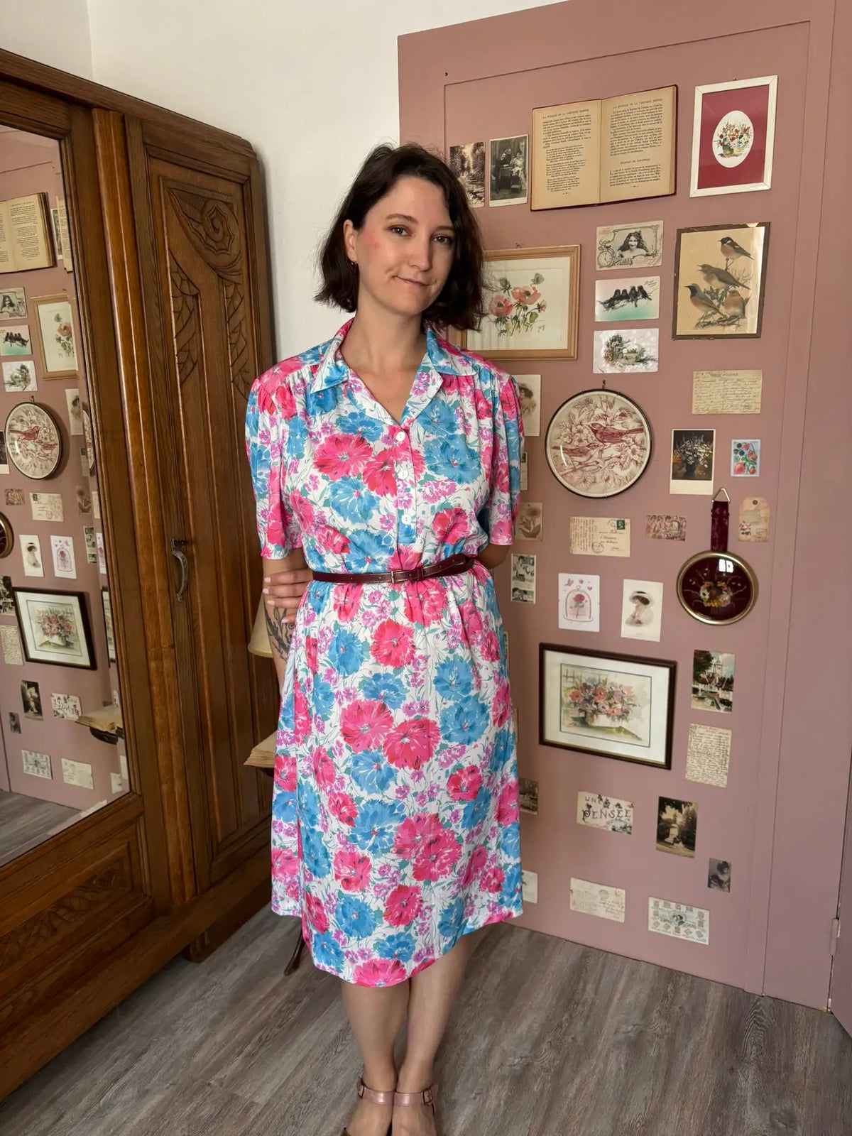 Robe vintage fleurie pastel – T.42/44 - Années 90