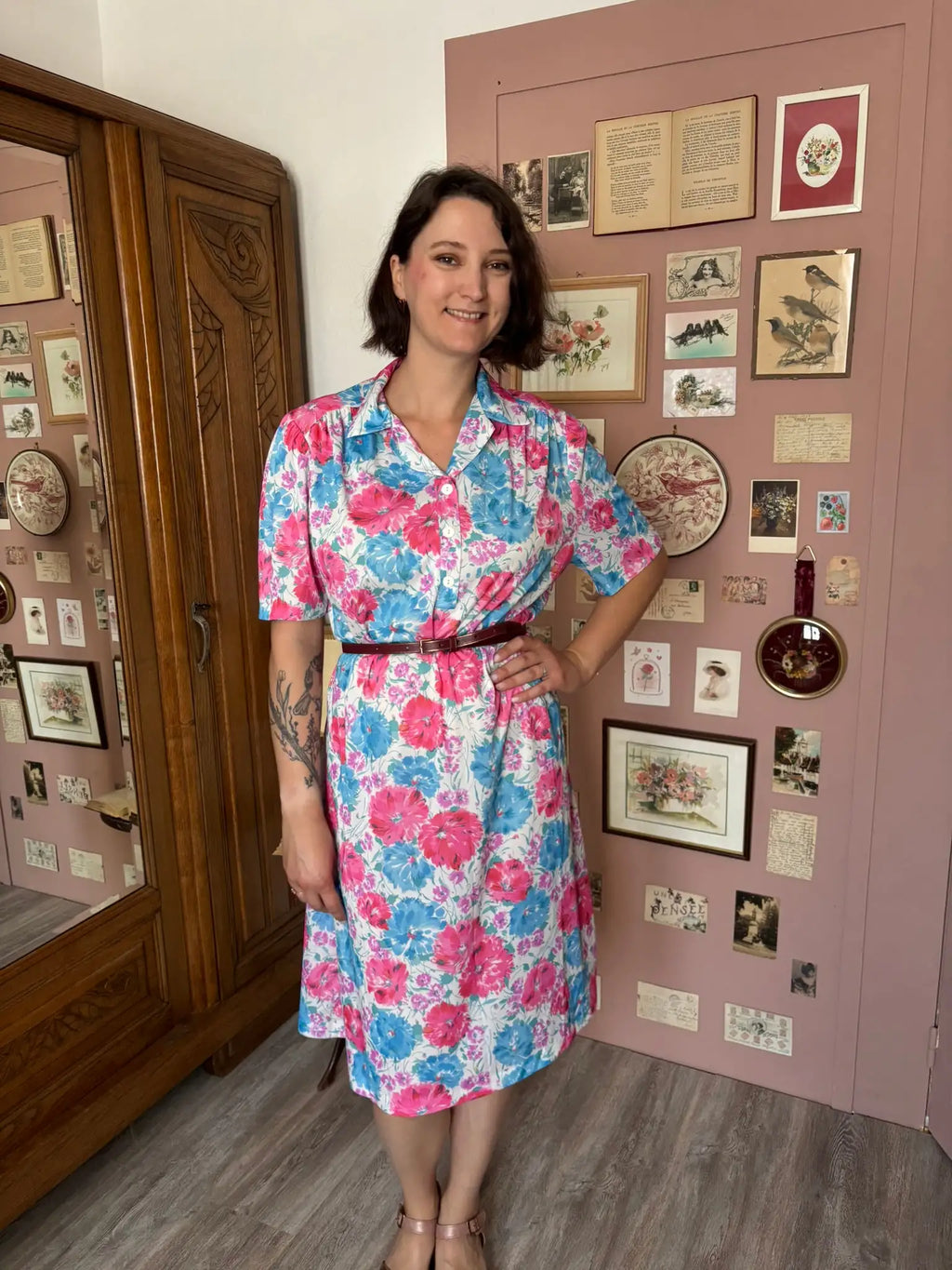 Robe vintage fleurie pastel – T.42/44 - Années 90