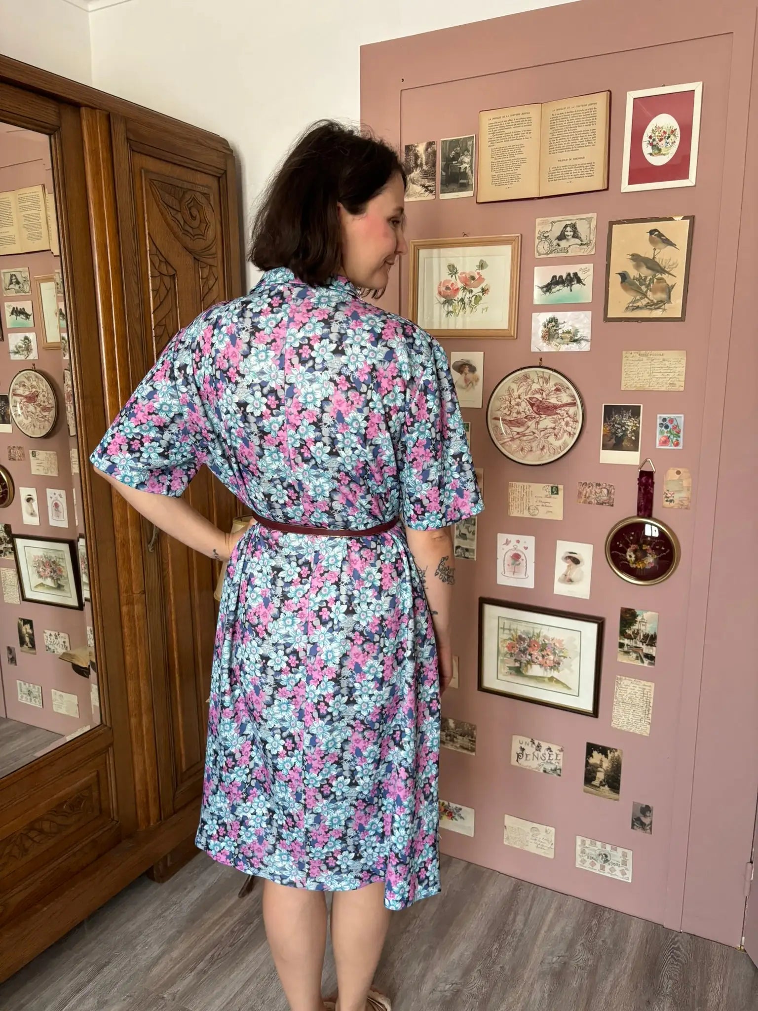 Robe chemise vintage fleurie – T.46/48 – Années 90