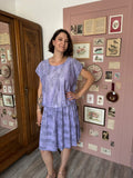Robe plissée satinée lavande – Vintage – T.42/44– Années 80/90