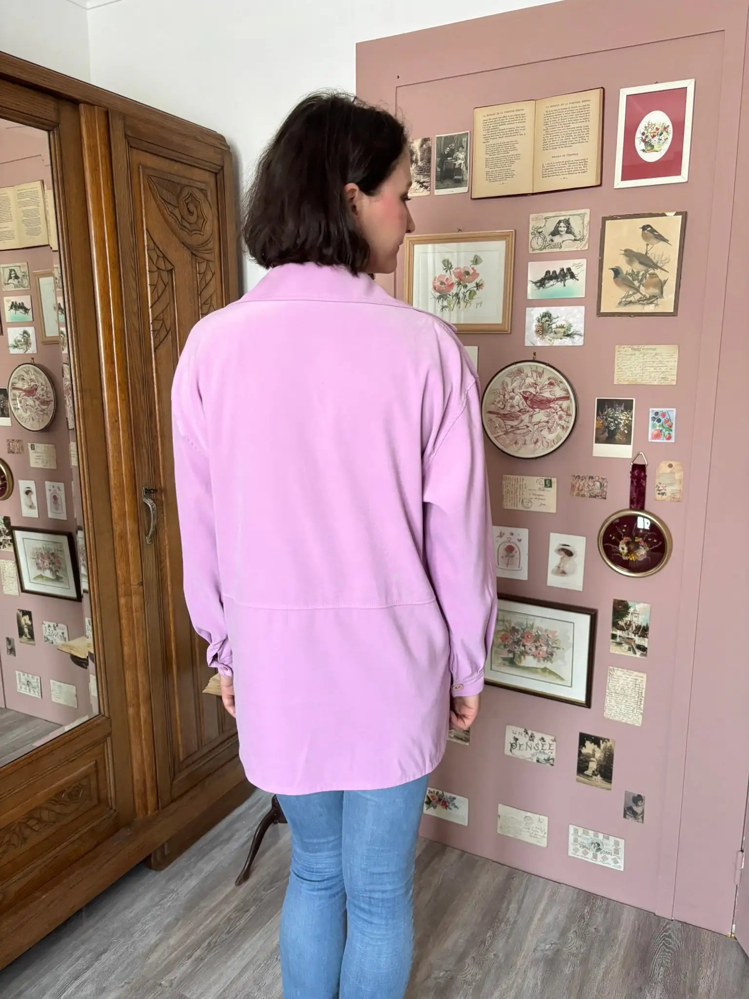 Chemise lilas oversize – Taille 46/48 – Vintage années 80/90
