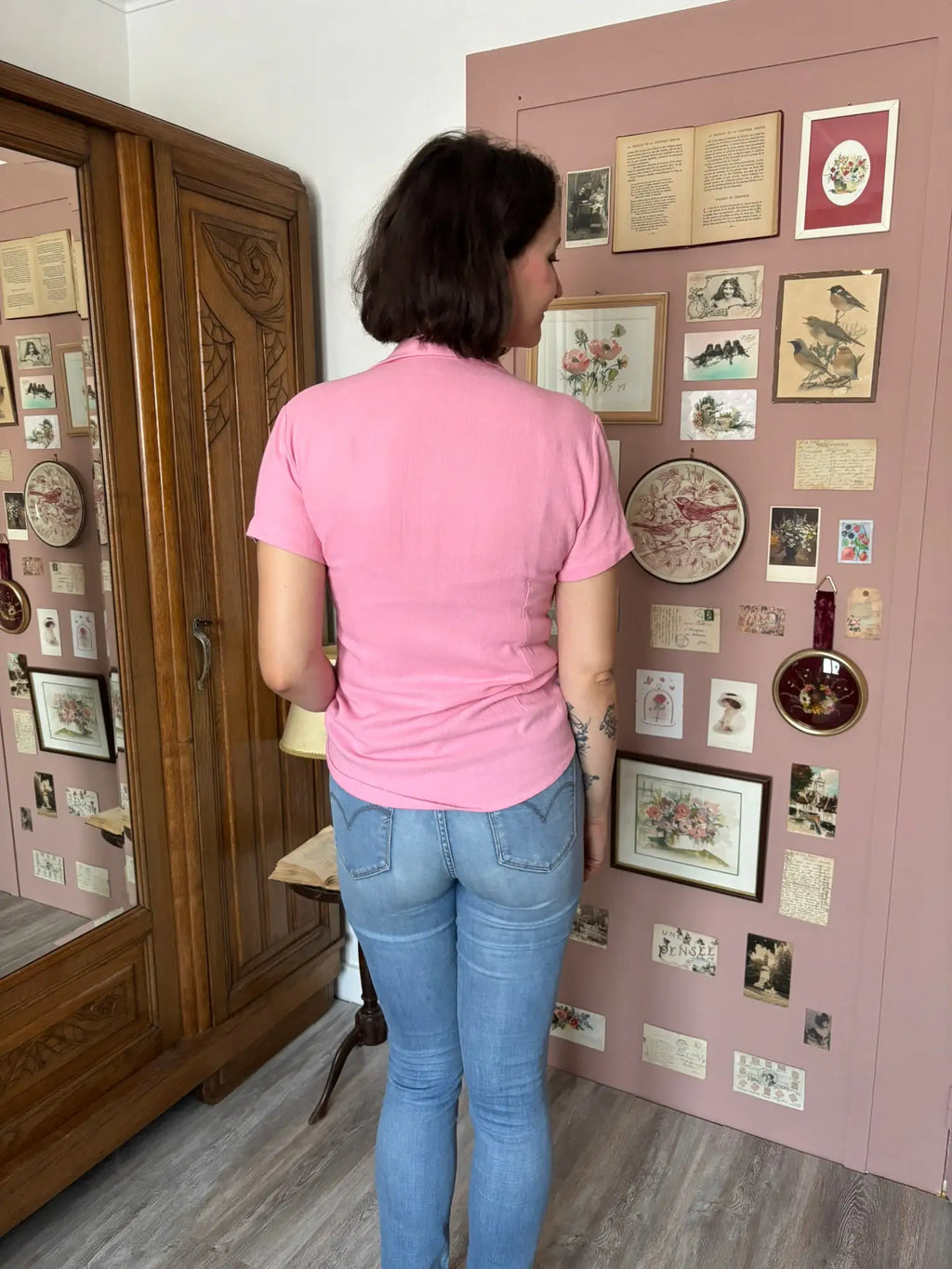 Chemisier rose en viscose Camaïeu – T.36 / petit 38 – Vintage années 90/2000