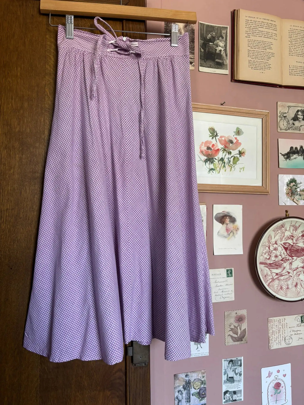 Jupe patineuse vichy lilas – T.34 – Vintage années 90/2000
