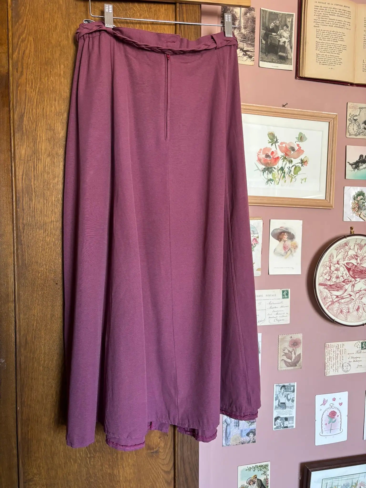 Jupe midi prune à taille ajustable – T.40/42 – Vintage années 90