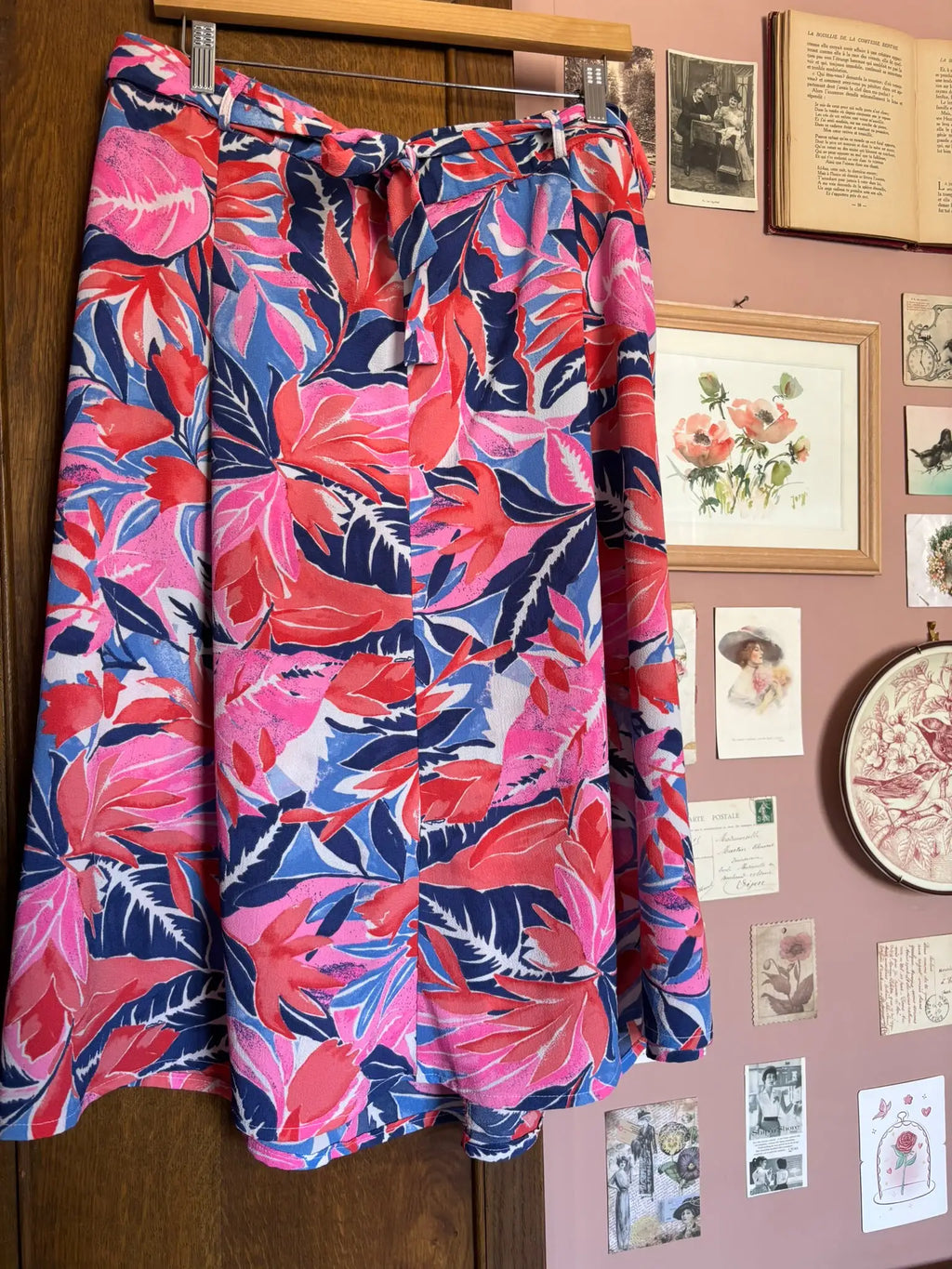 Jupe fluide à motif tropical – Afibel - Du 40 au 52– Vintage années 2000
