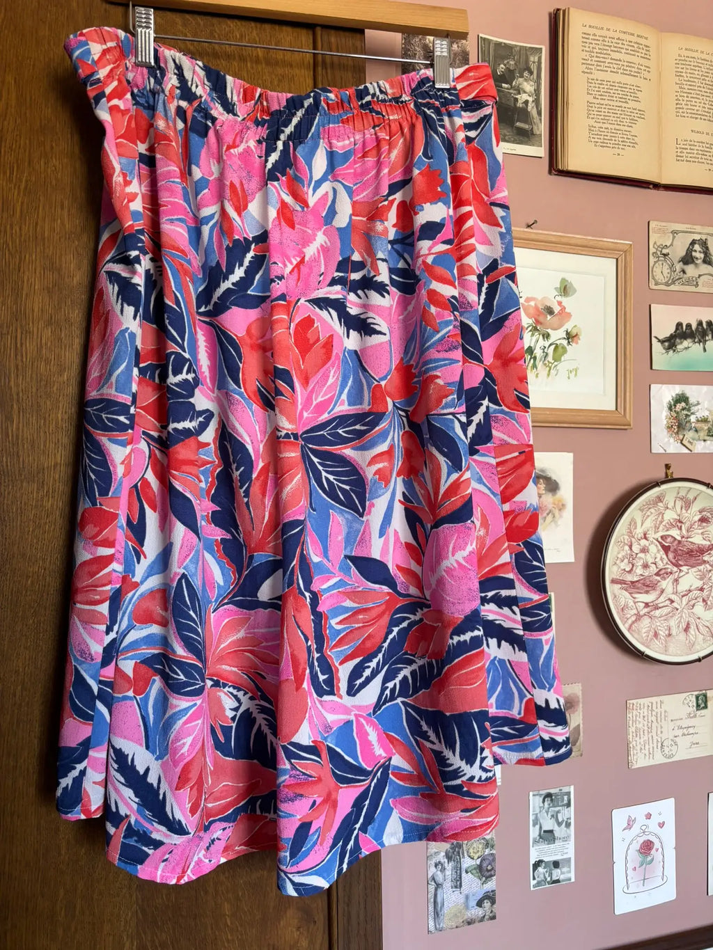 Jupe fluide à motif tropical – Afibel - Du 40 au 52– Vintage années 2000