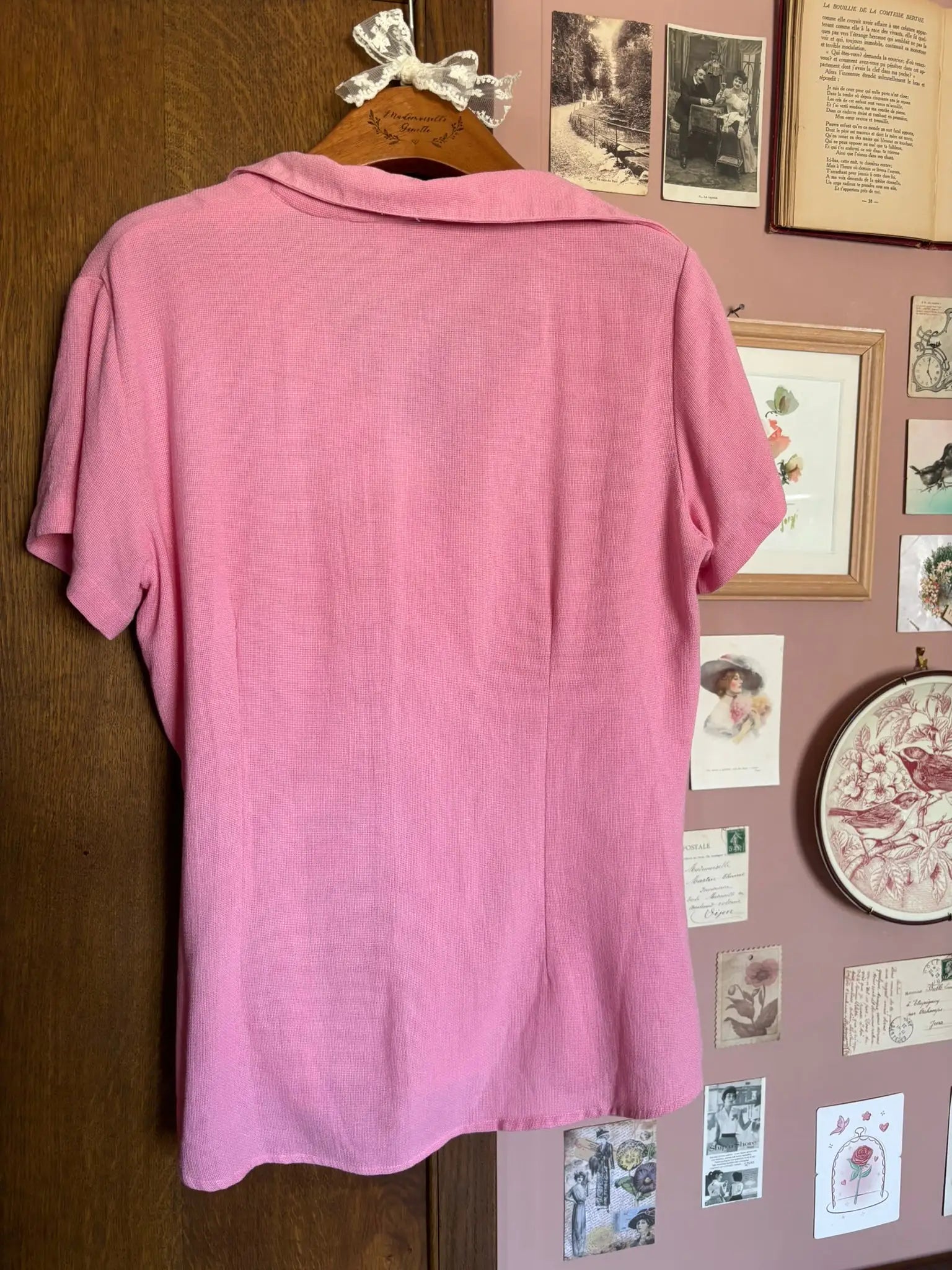 Chemisier rose en viscose Camaïeu – T.36 / petit 38 – Vintage années 90/2000