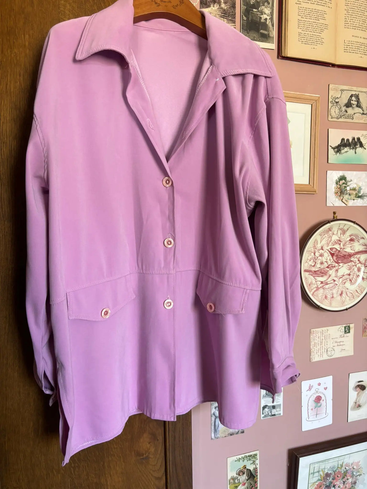 Chemise lilas oversize – Taille 46/48 – Vintage années 80/90
