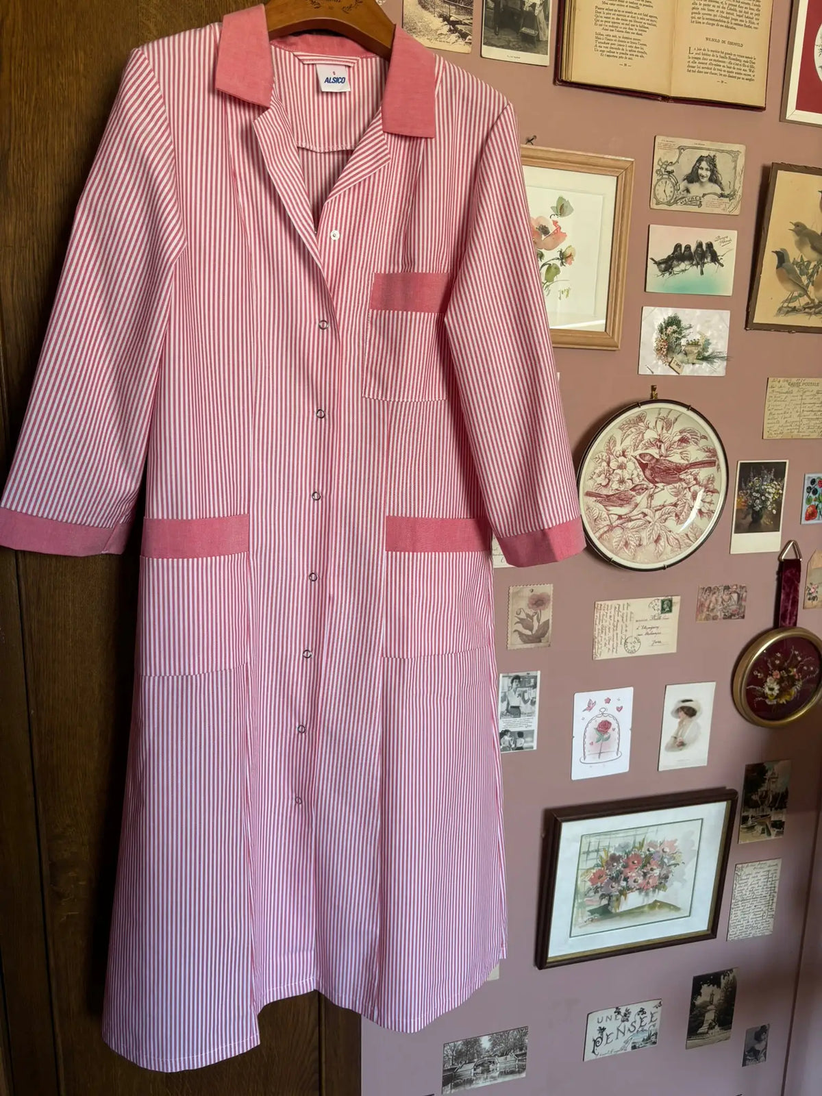 Robe chemise rayée rose – Alsico – T.36 - Vintage- années 2000