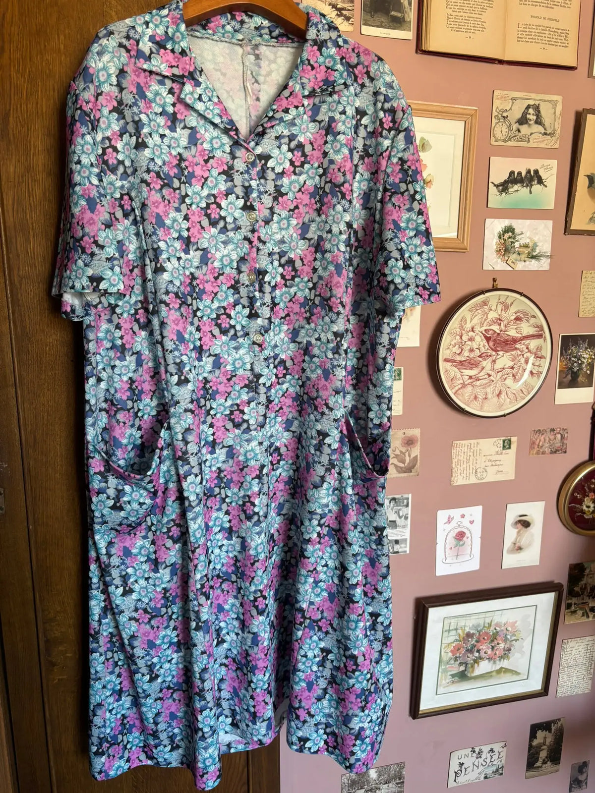 Robe chemise vintage fleurie – T.46/48 – Années 90