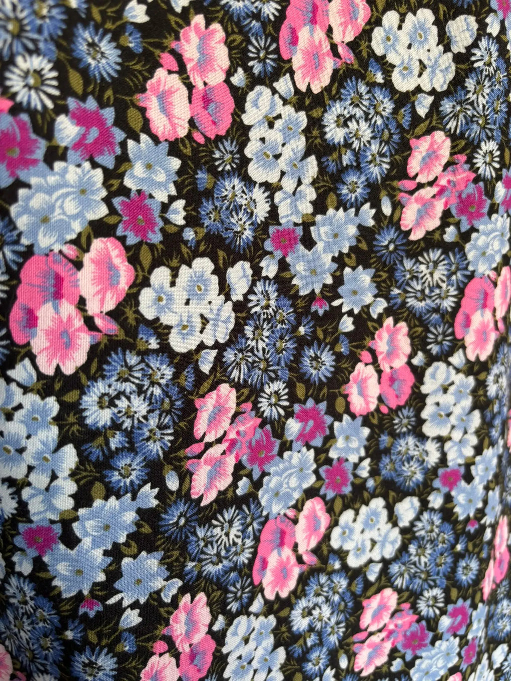 Robe vintage fleurie rose & bleue – Taille 44 – Années 80/90
