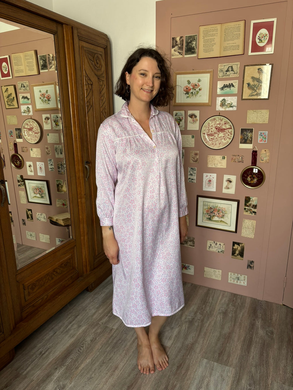 Chemise de nuit fleurie lilas – T.38/40 – Vintage années 80/90