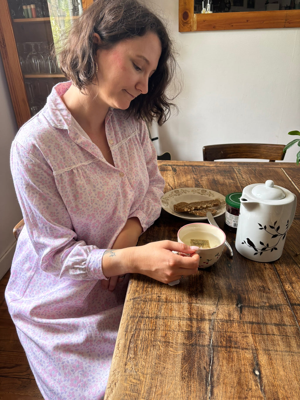 Chemise de nuit fleurie lilas – T.38/40 – Vintage années 80/90