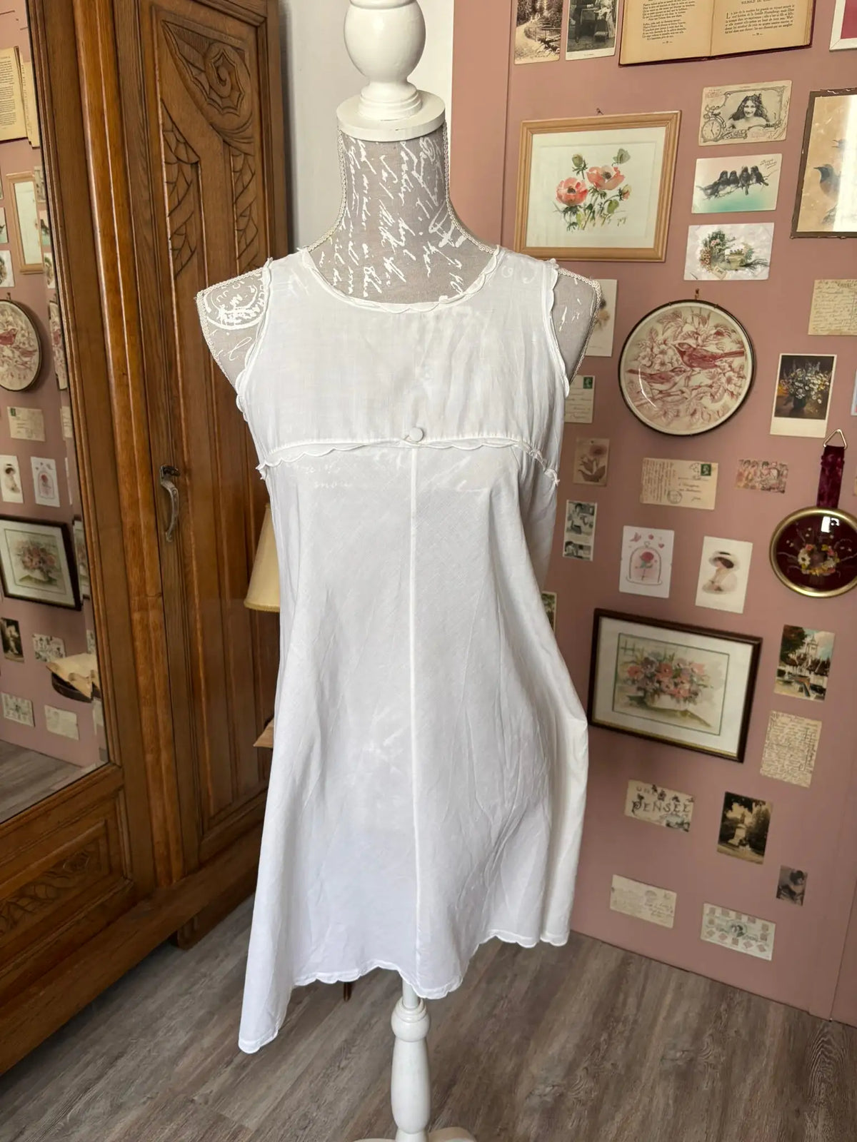Chemise de nuit vintage blanche – Arlette Vento T.34/36 – Années 70/80