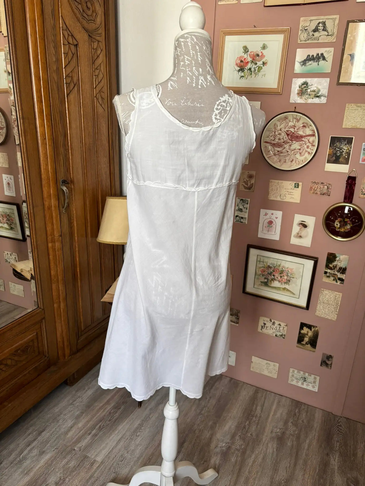 Chemise de nuit vintage blanche – Arlette Vento T.34/36 – Années 70/80