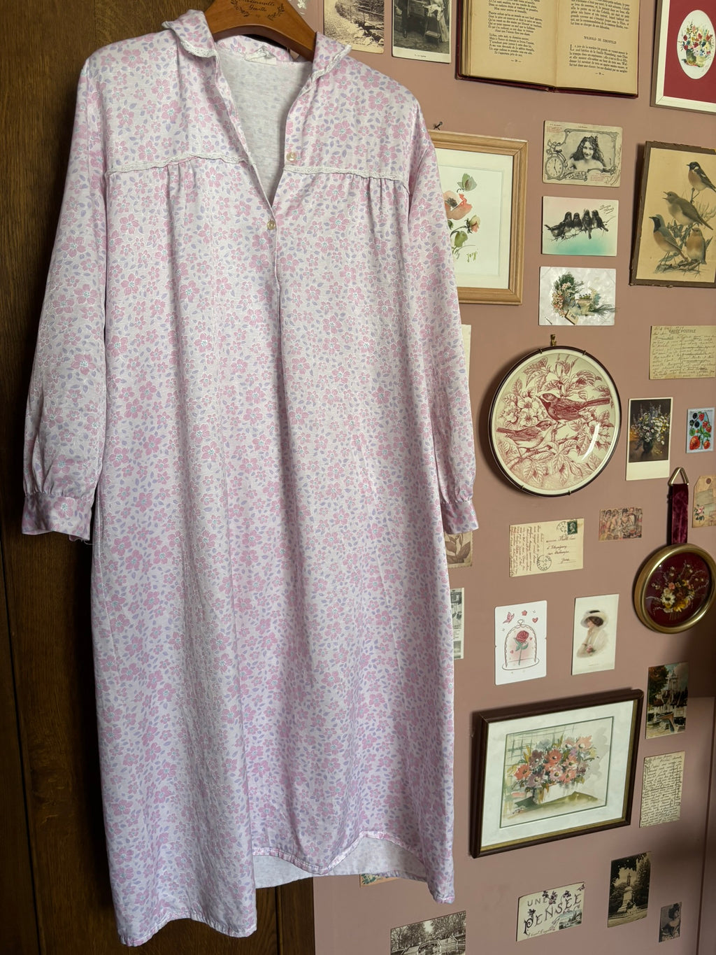 Chemise de nuit fleurie lilas – T.38/40 – Vintage années 80/90