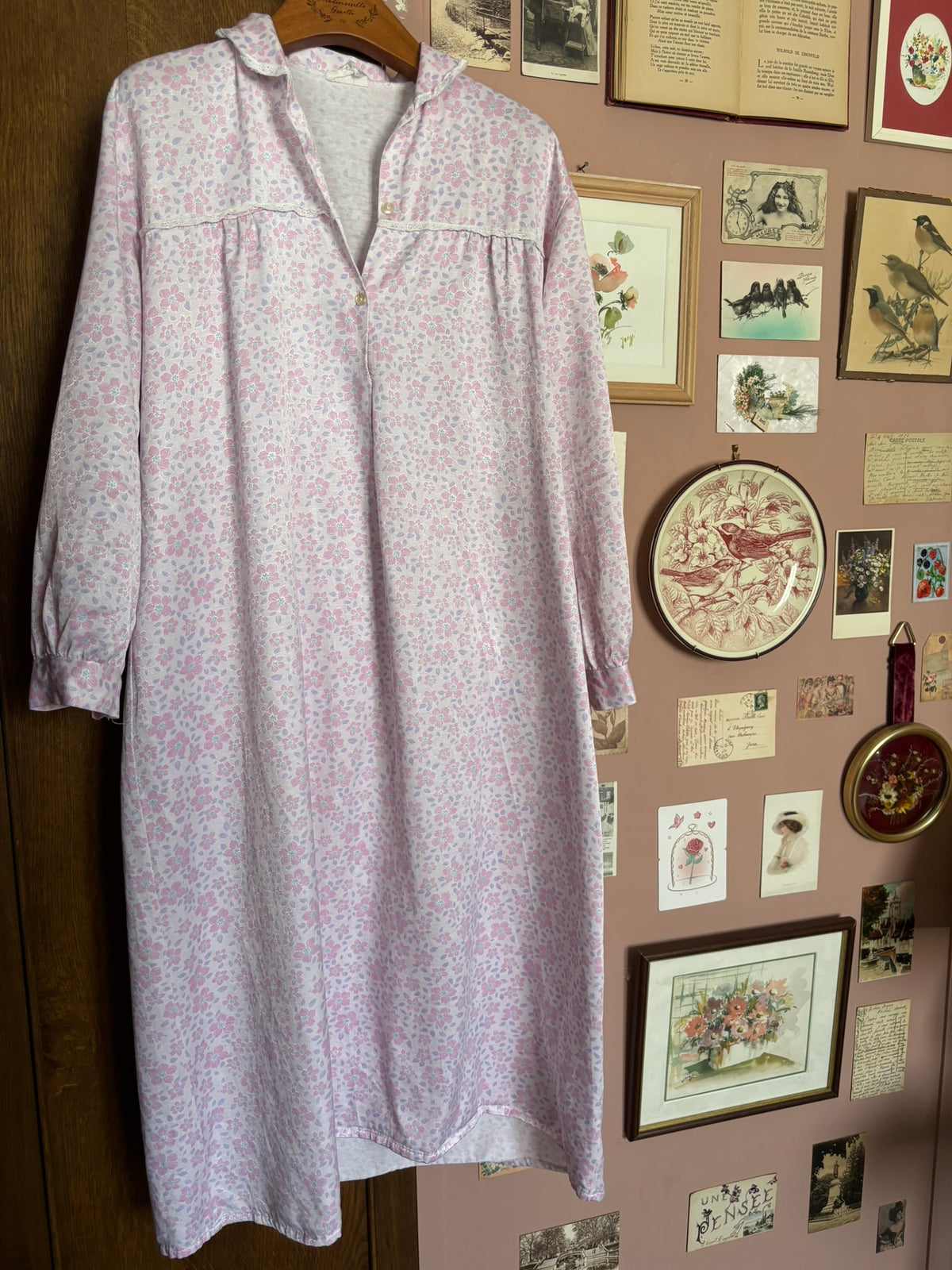 Chemise de nuit fleurie lilas – T.38/40 – Vintage années 80/90