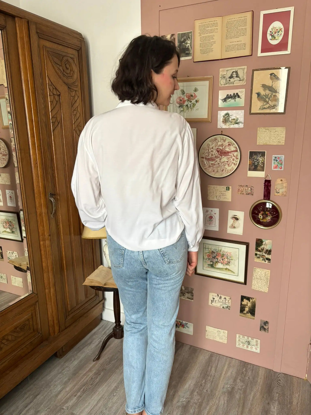 Chemise vintage blanche à guipure –  Du 38 au 42  - Années 80