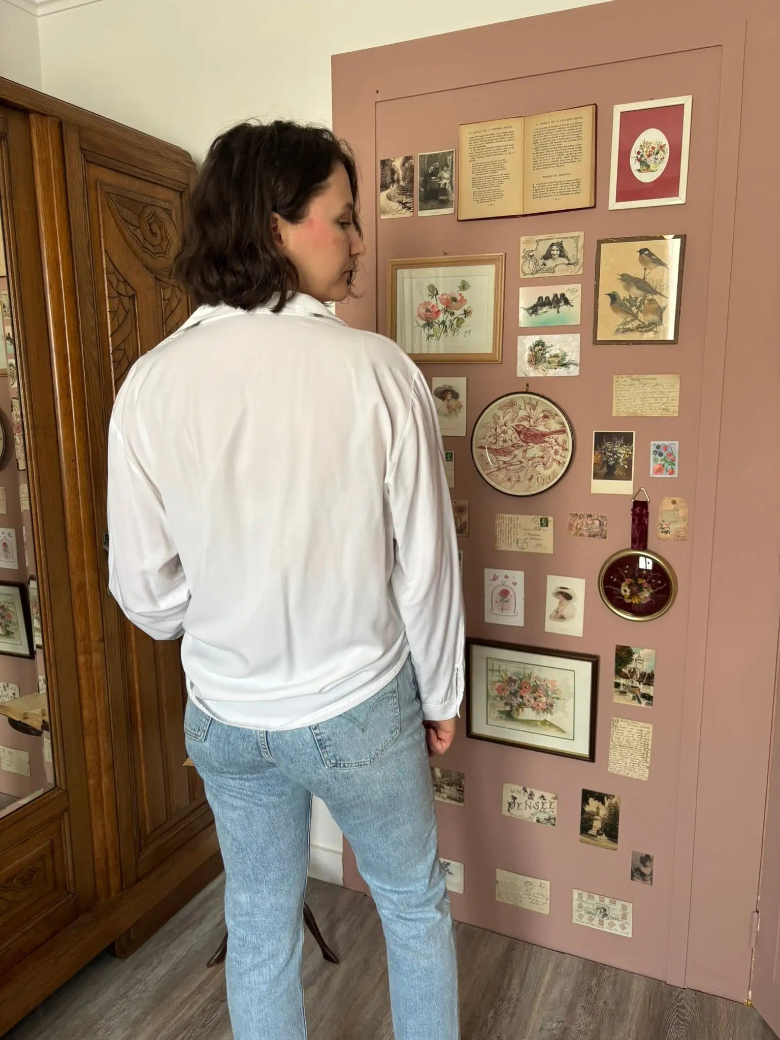 Chemise vintage blanche fluide brodée- Du 38 au 42 – Années 80/90