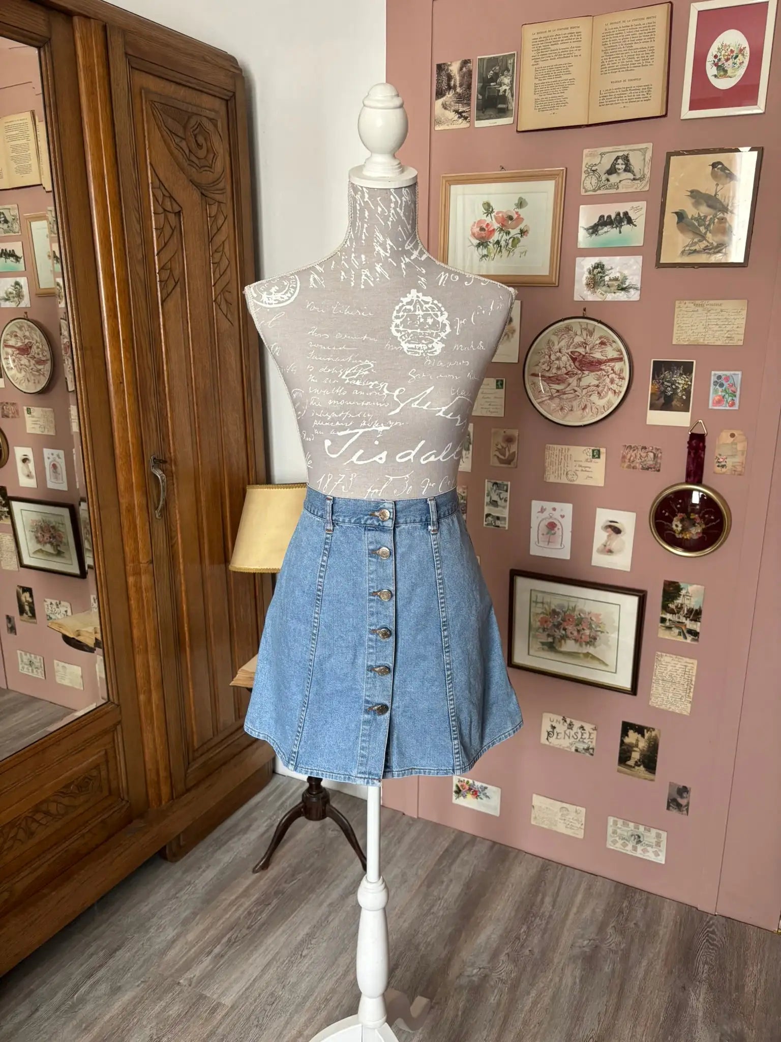 Jupe trapèze en jean boutonnée – Pimkie –T.34-  Années 90