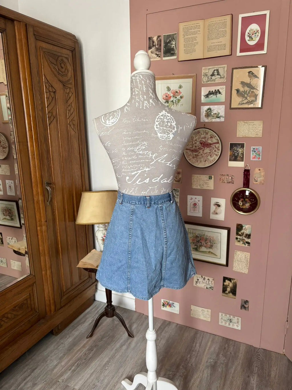 Jupe trapèze en jean boutonnée – Pimkie –T.34-  Années 90