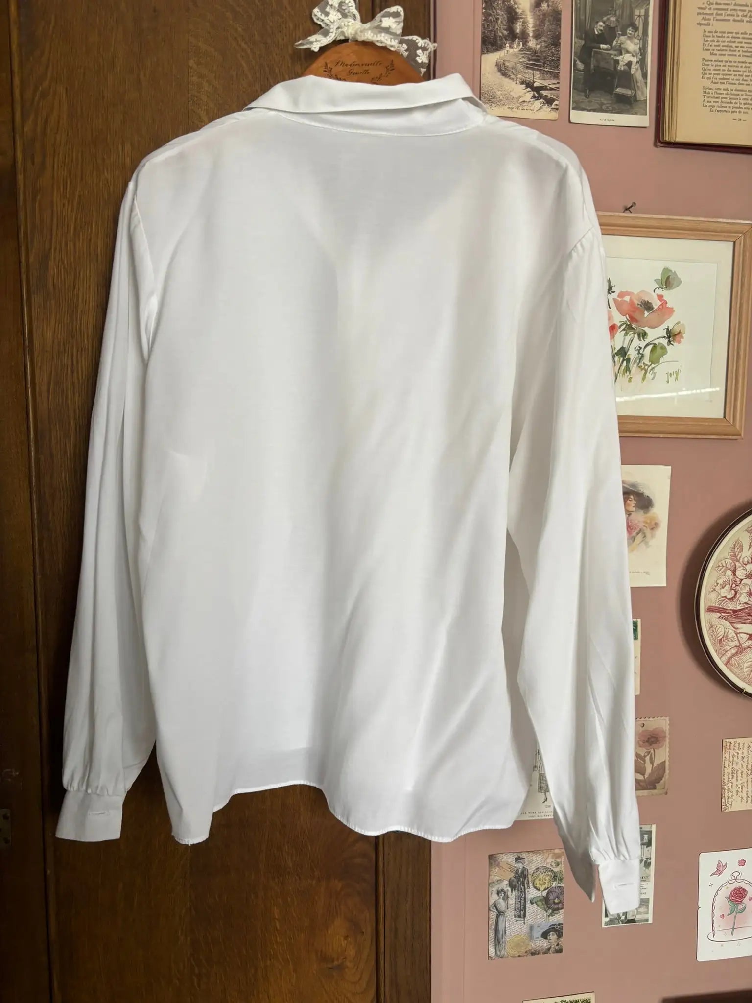 Chemise vintage blanche à guipure –  Du 38 au 42  - Années 80