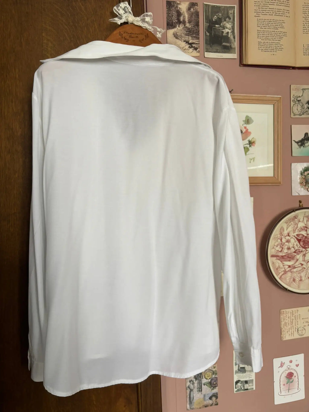 Chemise vintage blanche fluide brodée- Du 38 au 42 – Années 80/90