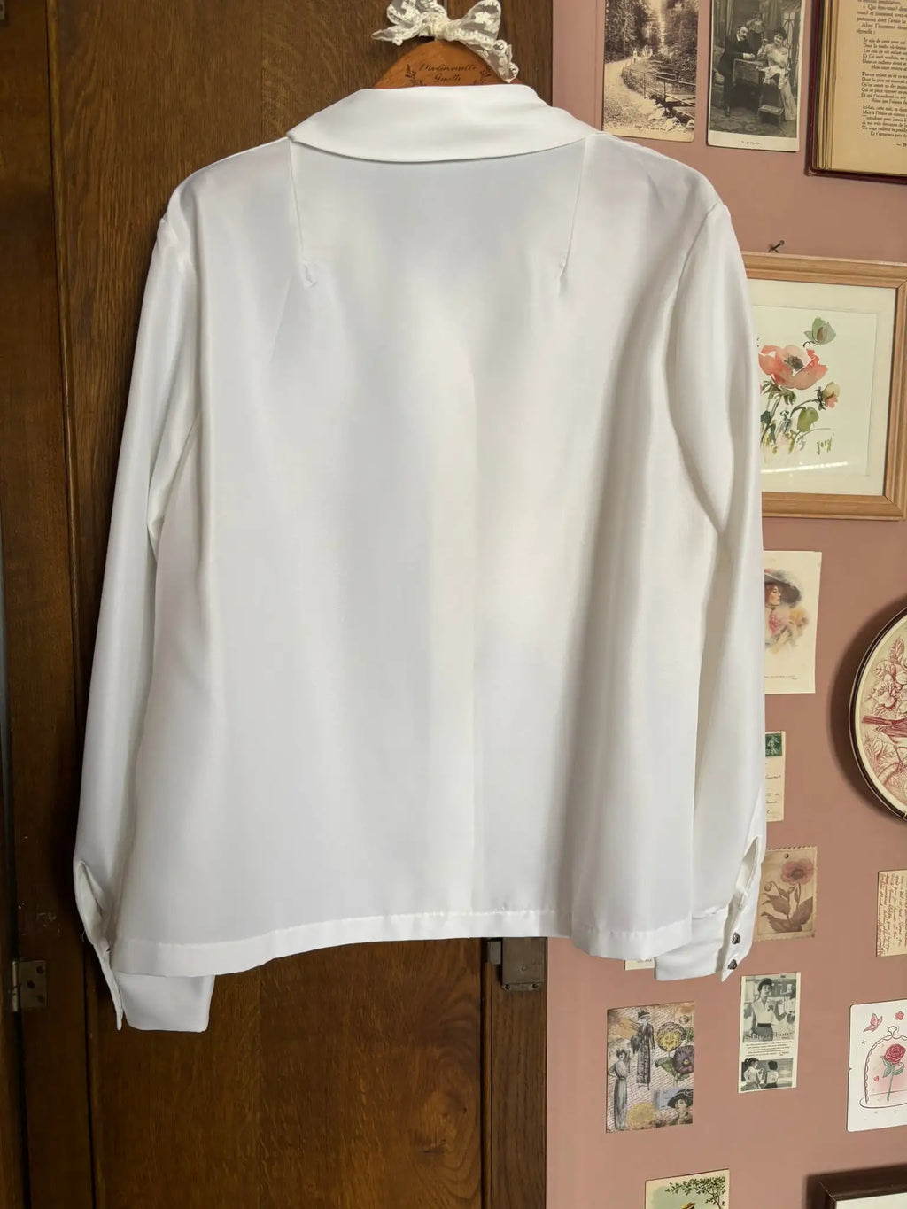 Chemise vintage blanche à col lavallière – Création Gerges Serre  T.42/44– Années 80