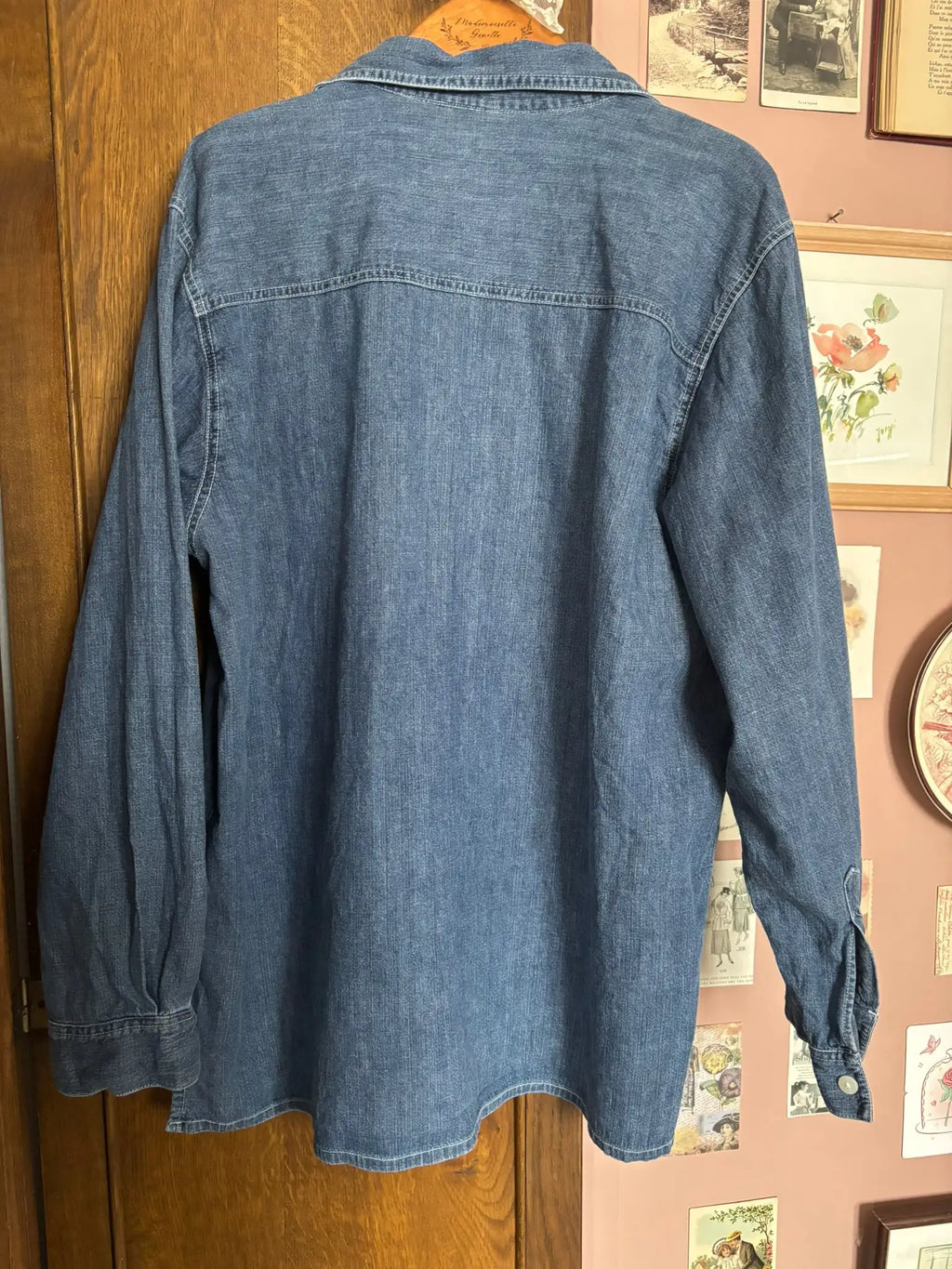 Chemise vintage en jean brut brodée – Du 42 au 46 - Années 90/2000