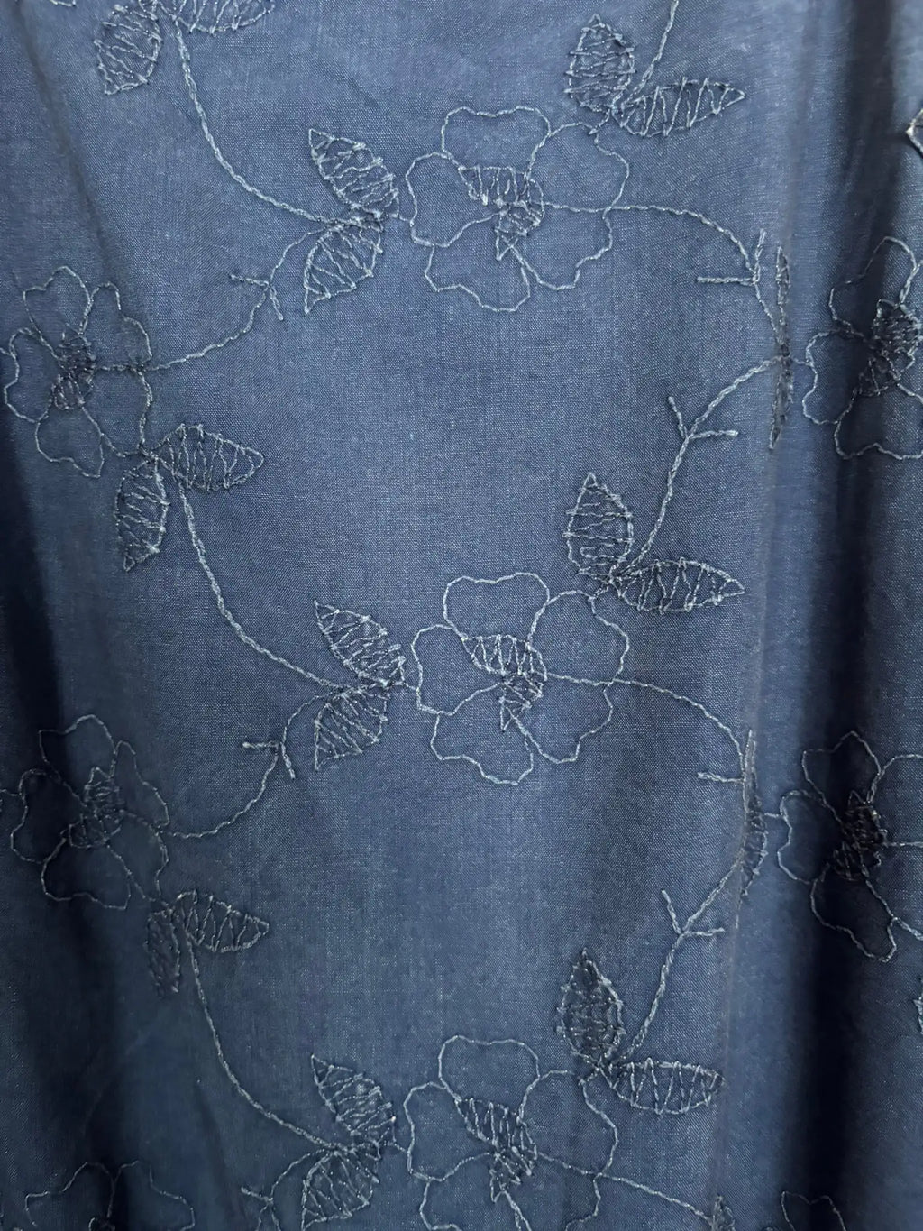 Jupe longue bleu denim brodée – Bleu de Sym  T.40/42 – Années 2000