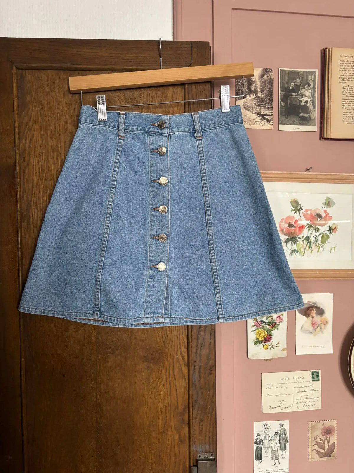 Jupe trapèze en jean boutonnée – Pimkie –T.34-  Années 90
