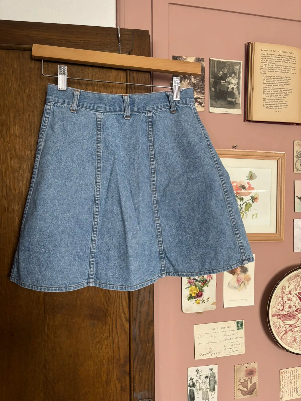 Jupe trapèze en jean boutonnée – Pimkie –T.34-  Années 90