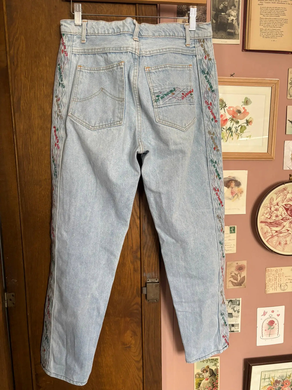 Jean bleu clair taille mi-haute – Kit ou Double T.38/40 – Années 90