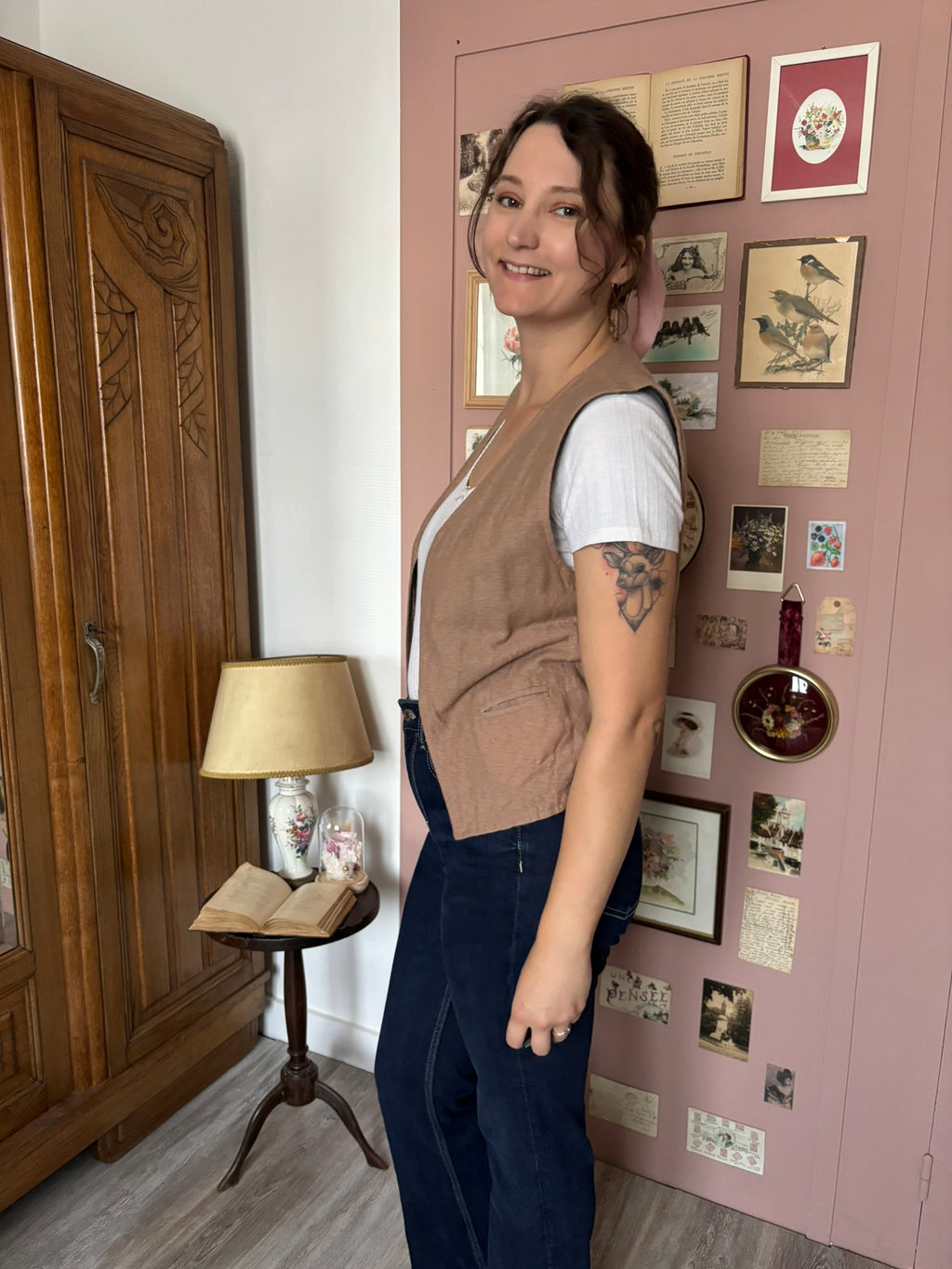 Gilet sans manches réversible rayé – T.36/38 – Vintage années 70