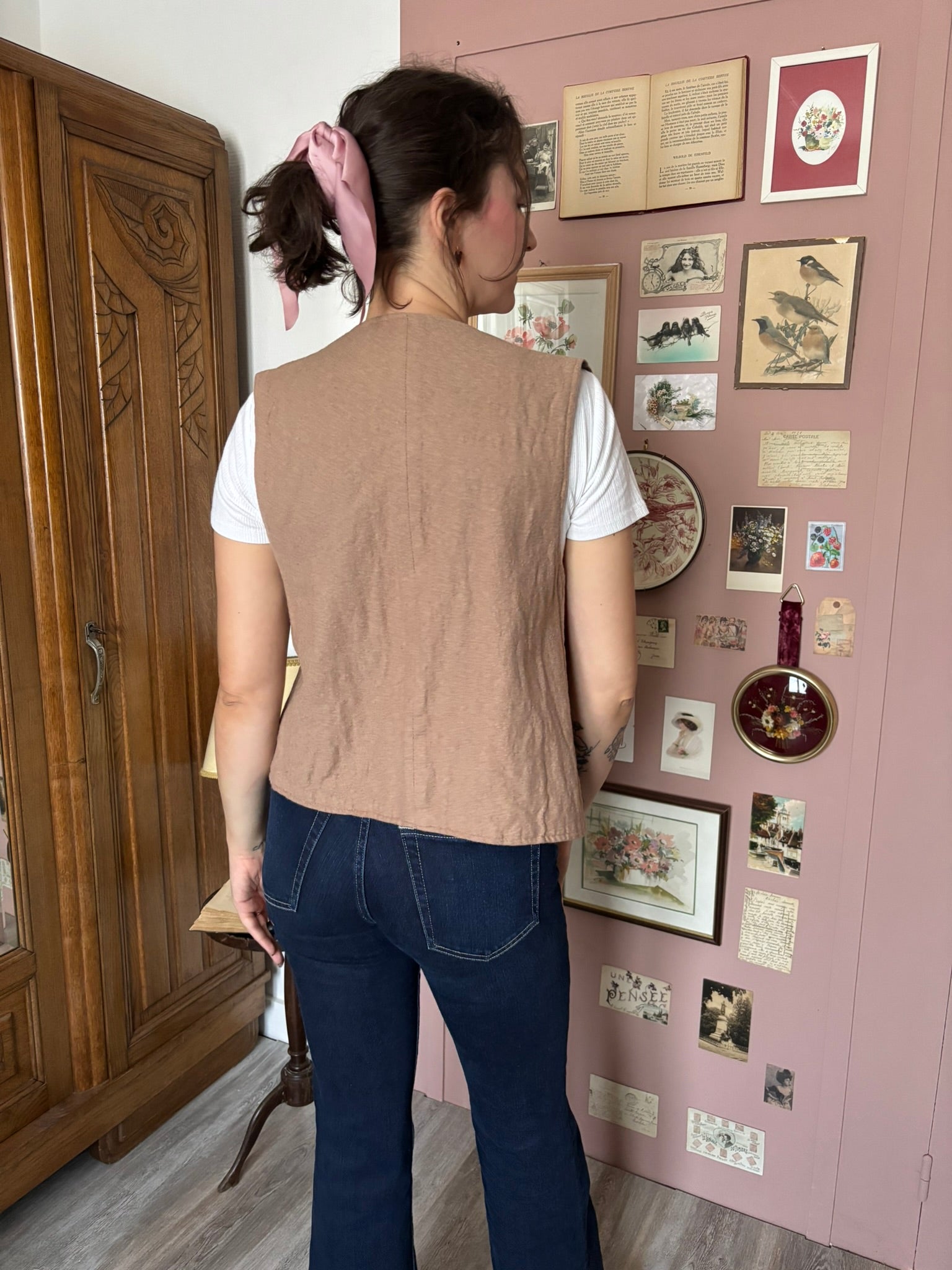 Gilet sans manches réversible rayé – T.36/38 – Vintage années 70