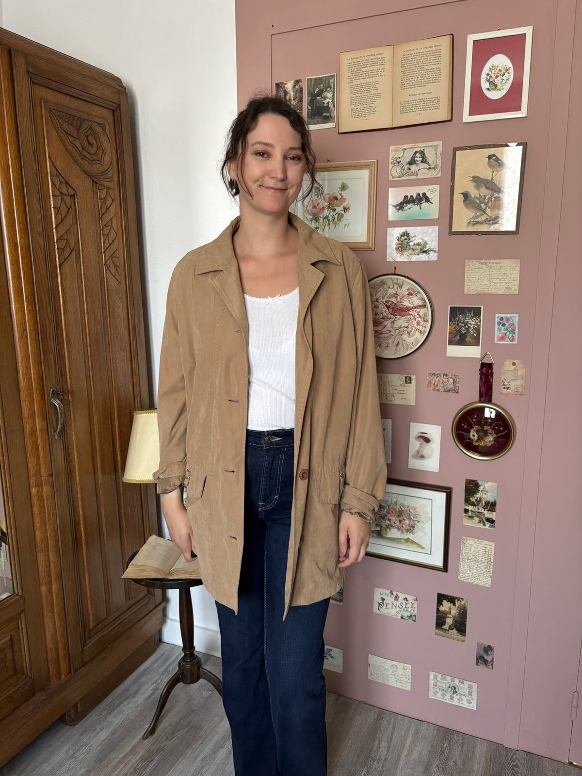 Veste longue beige Damart – T.44/46 – Vintage années 80/90