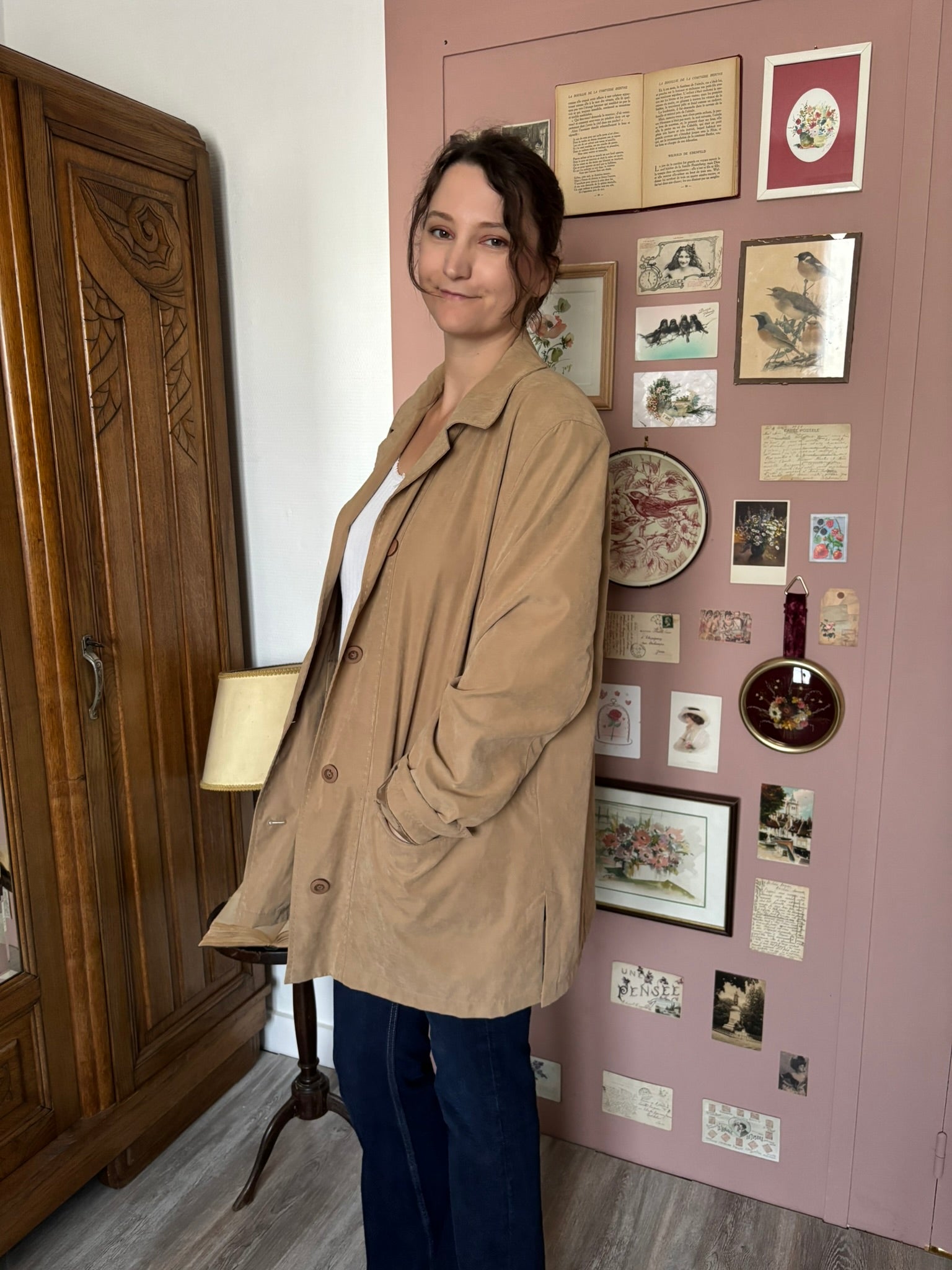 Veste longue beige Damart – T.44/46 – Vintage années 80/90
