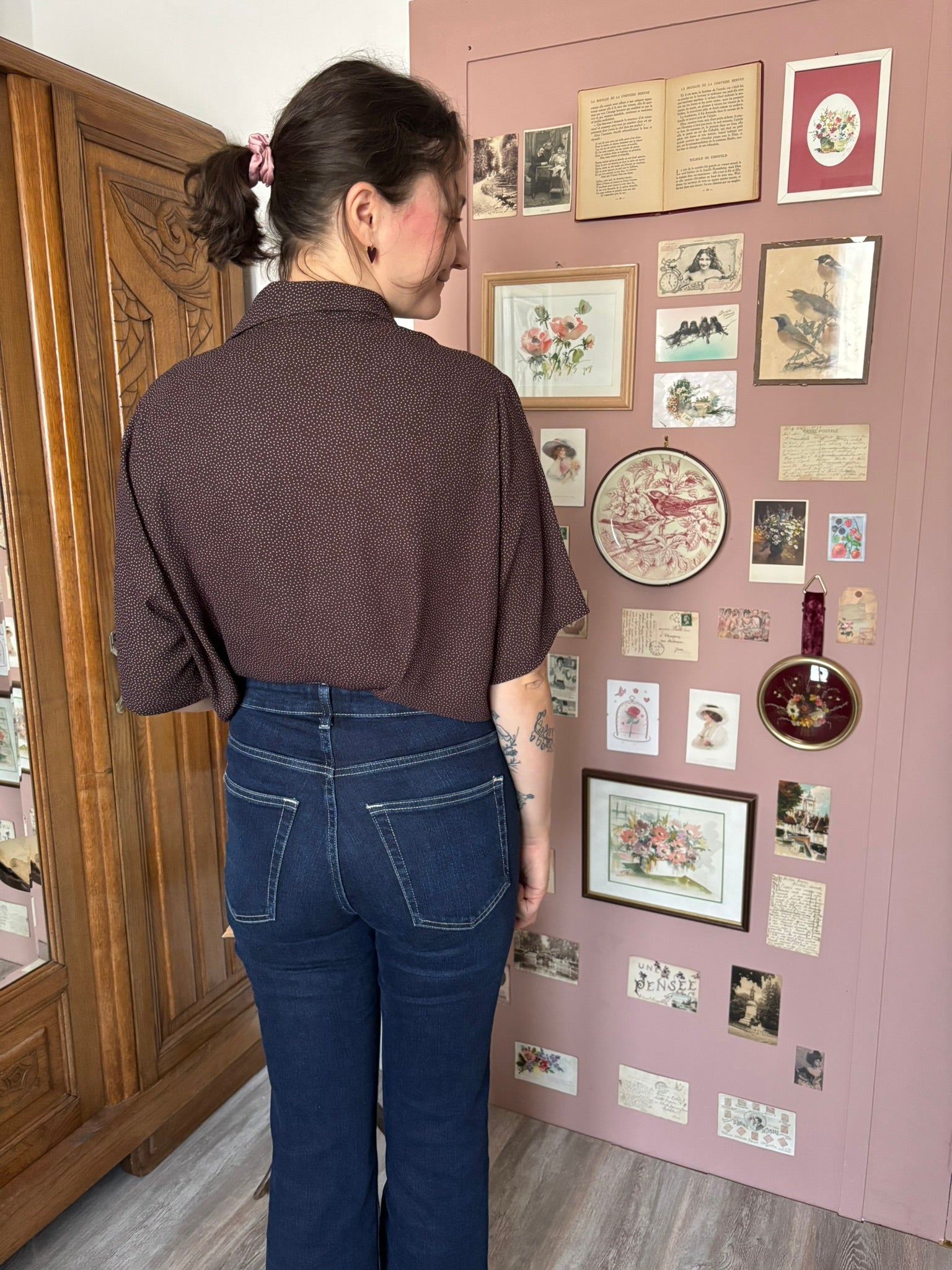 Chemisier fluide à petits pois Anne Weyburn – Du 42 au 46 – Vintage années 80/90
