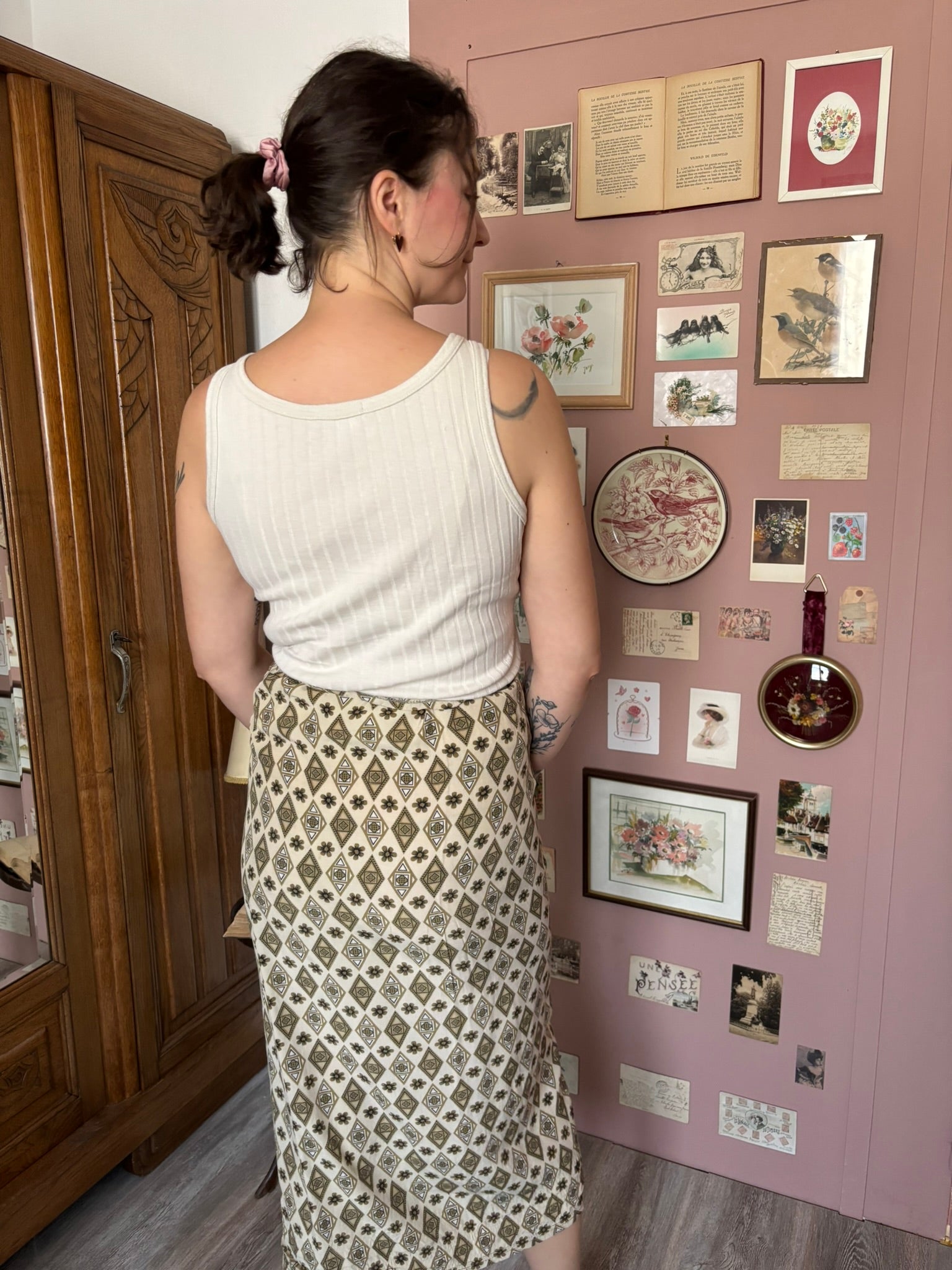 Jupe midi portefeuille à motifs – Du 38 au 44 – Vintage années 90