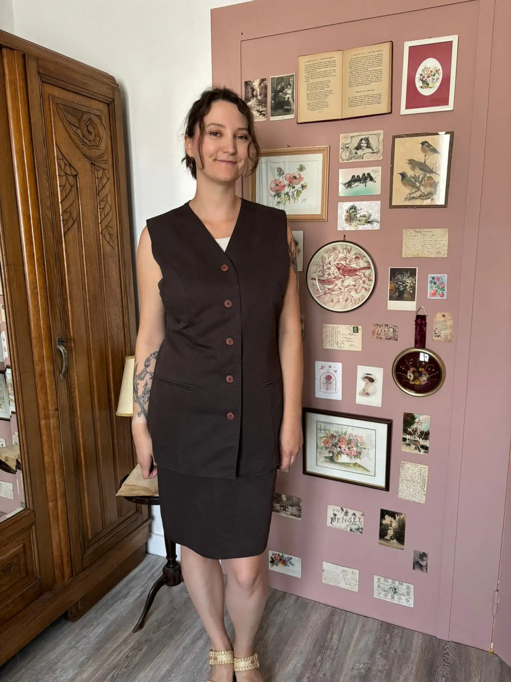 Ensemble jupe & gilet long Campesi – T.38/42 – Vintage années 90