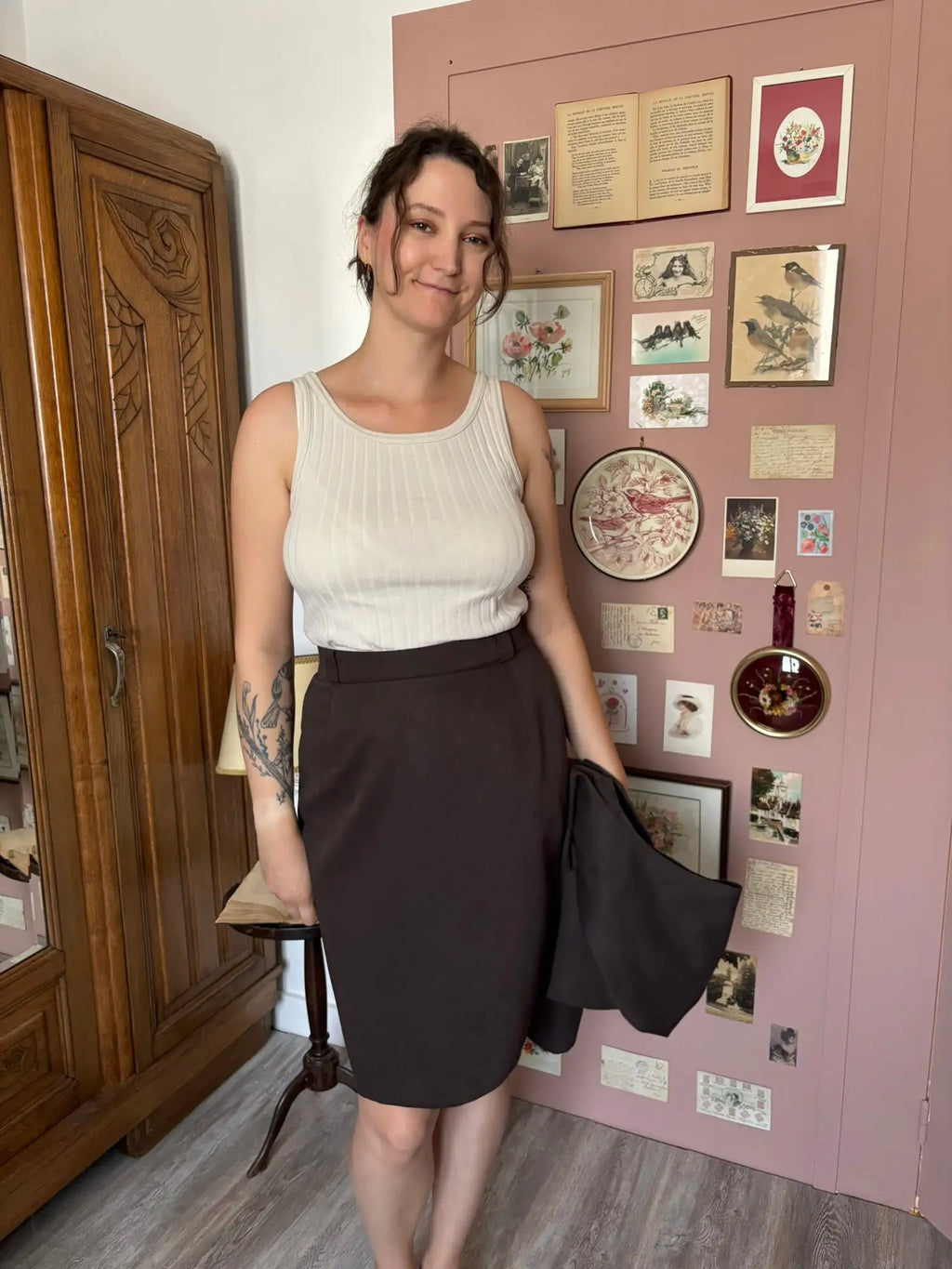 Ensemble jupe & gilet long Campesi – T.38/42 – Vintage années 90