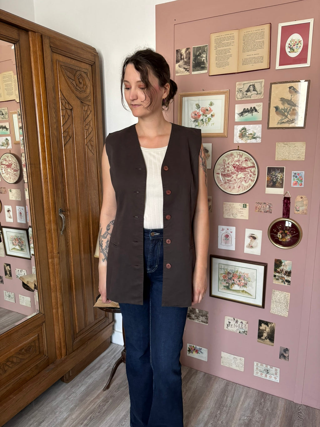 Ensemble jupe & gilet long Campesi – T.38/42 – Vintage années 90