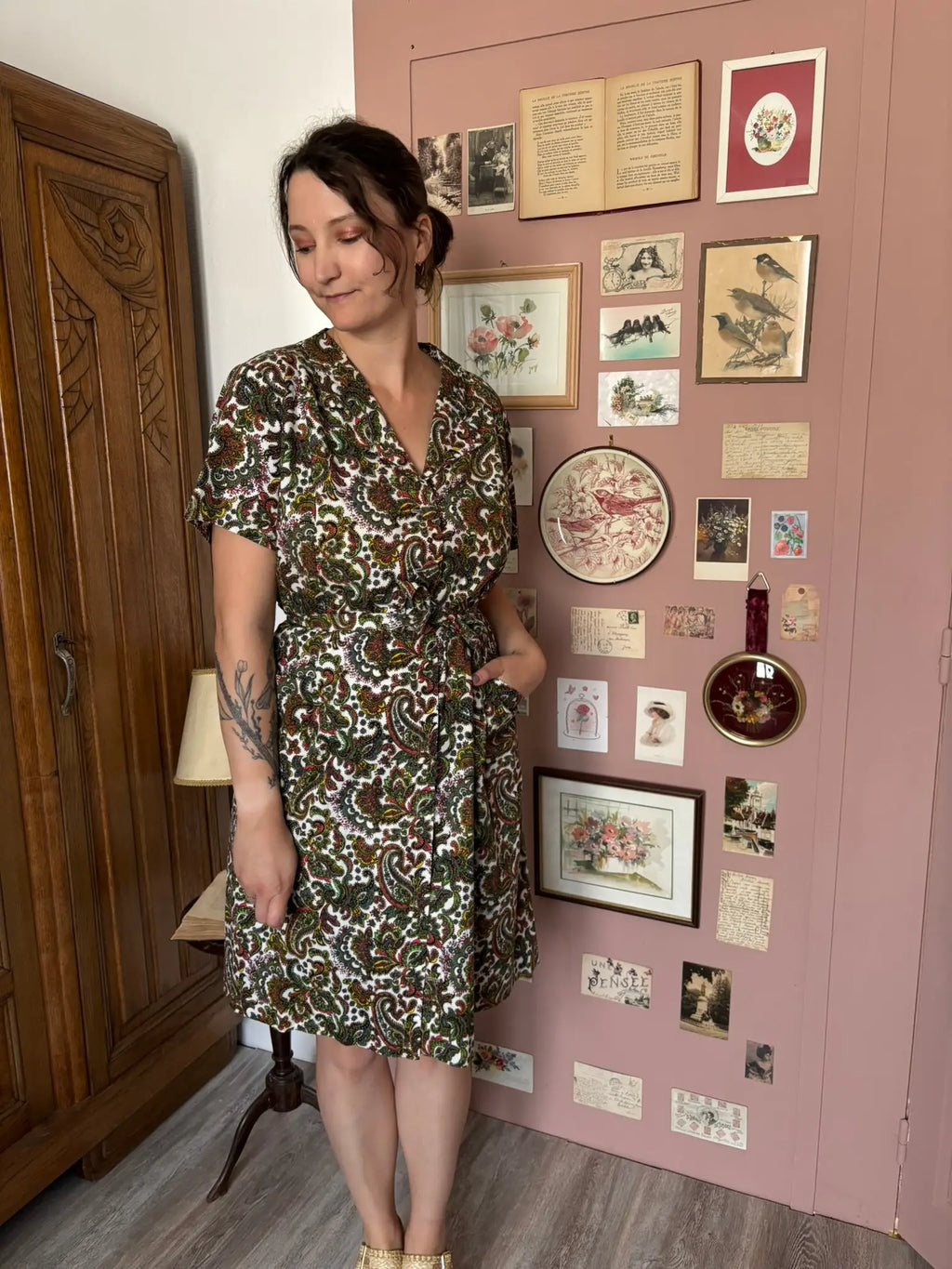 Robe chemise motif cachemire – T.46/48 – Vintage années 90