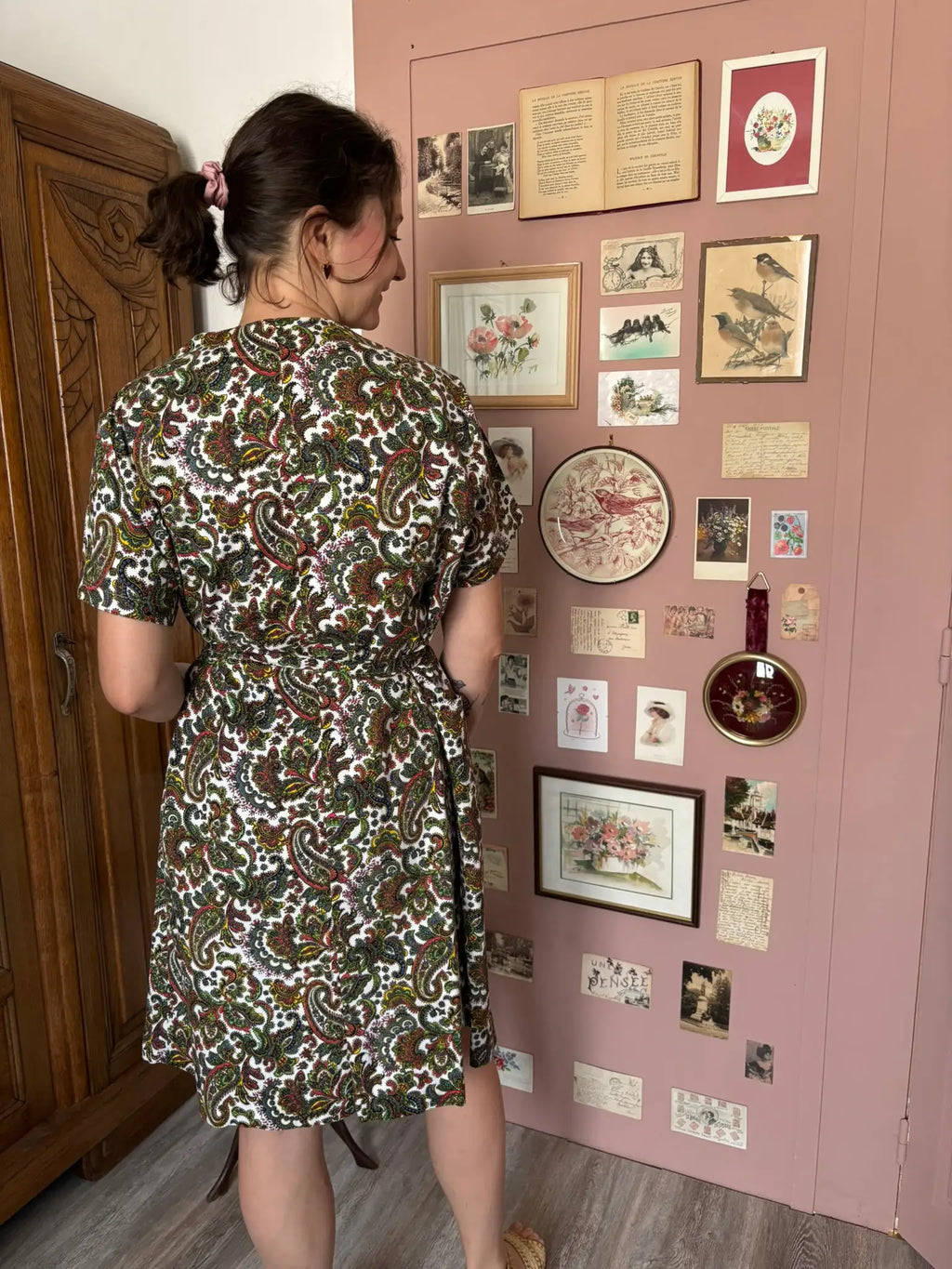 Robe chemise motif cachemire – T.46/48 – Vintage années 90